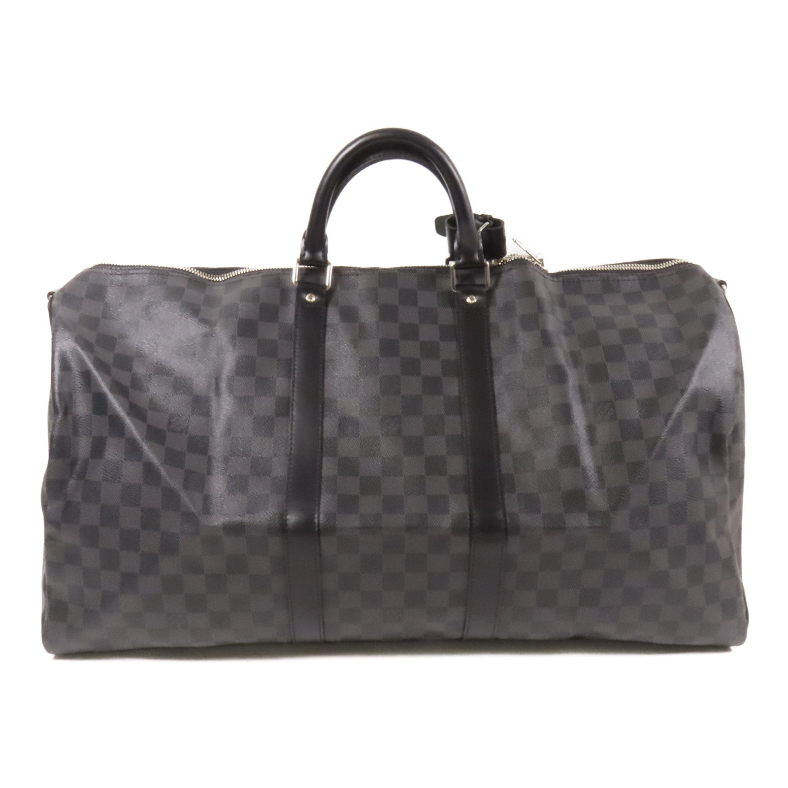 LOUIS VUITTON Damier Graphite Keepall 55銀扣手挽袋
