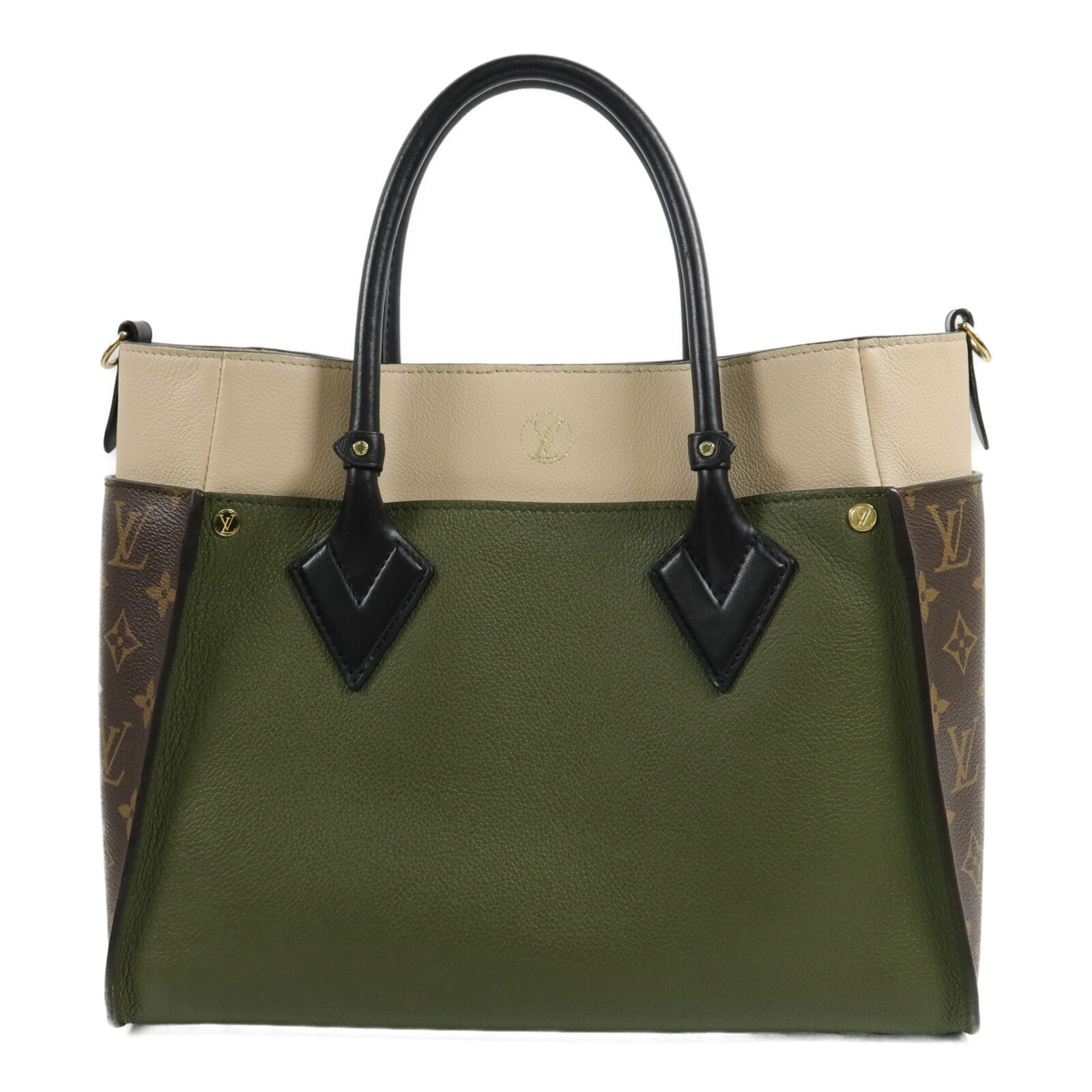 LOUIS VUITTON Monogram/牛皮皮革On My Side MM手挽肩背兩用袋