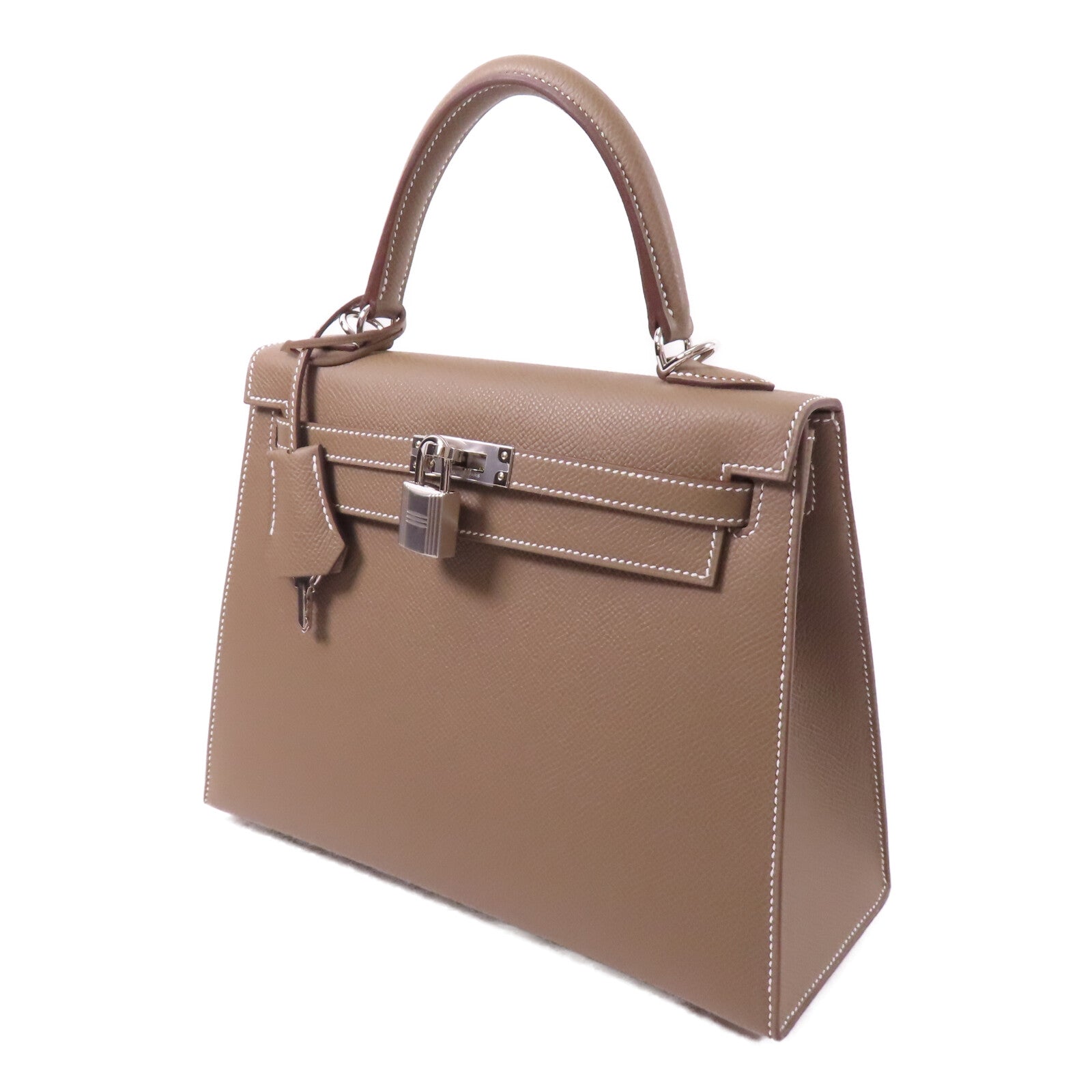 HERMES Epsom皮革Kelly 25手挽肩背兩用袋Etoupe