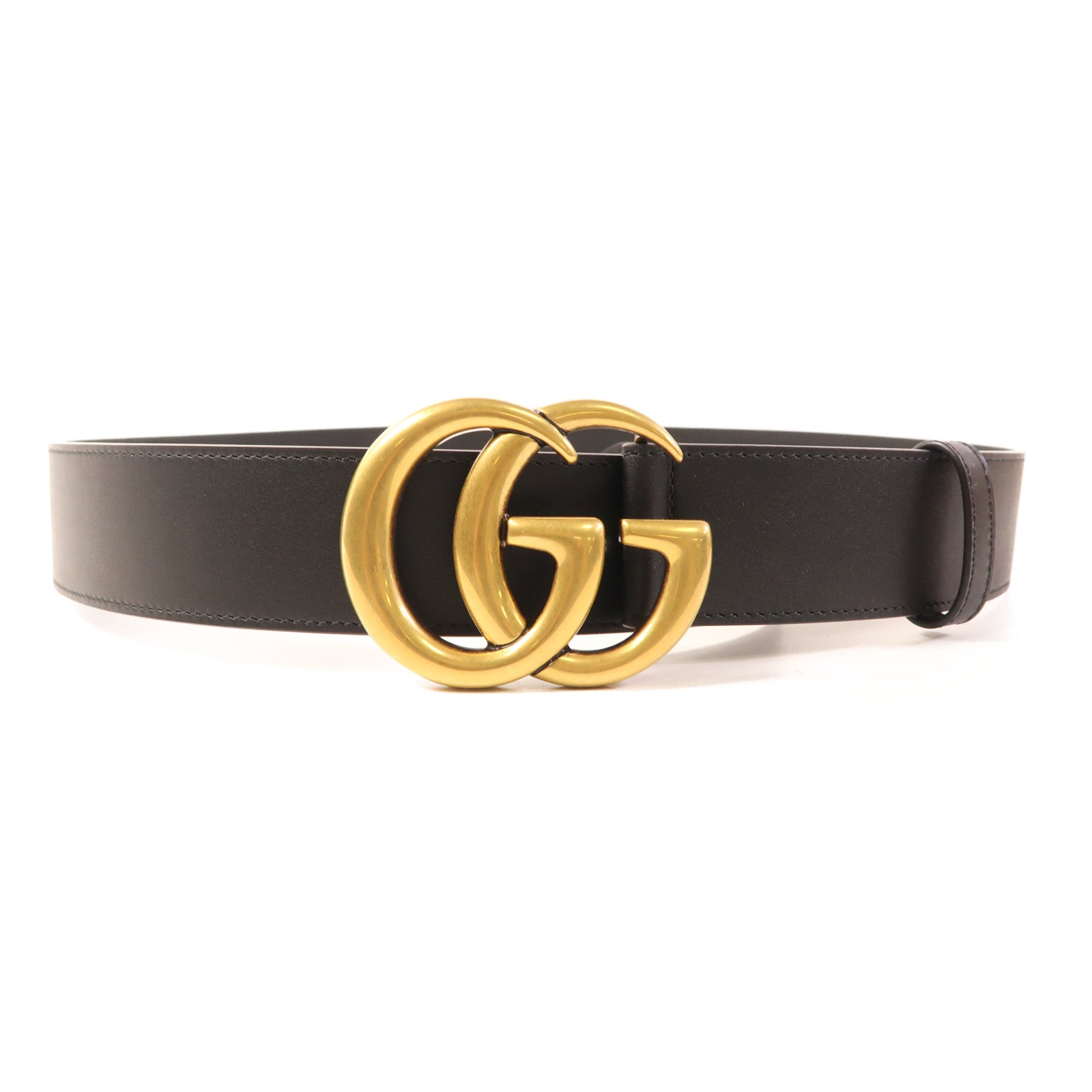 GUCCI GHW GG Belt Calfskin Leather Black