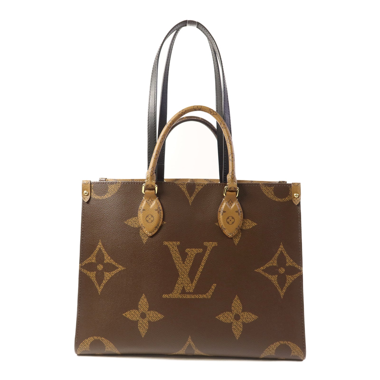 LOUIS VUITTON Monogram Giant On The Go MM金扣手挽肩背兩用袋