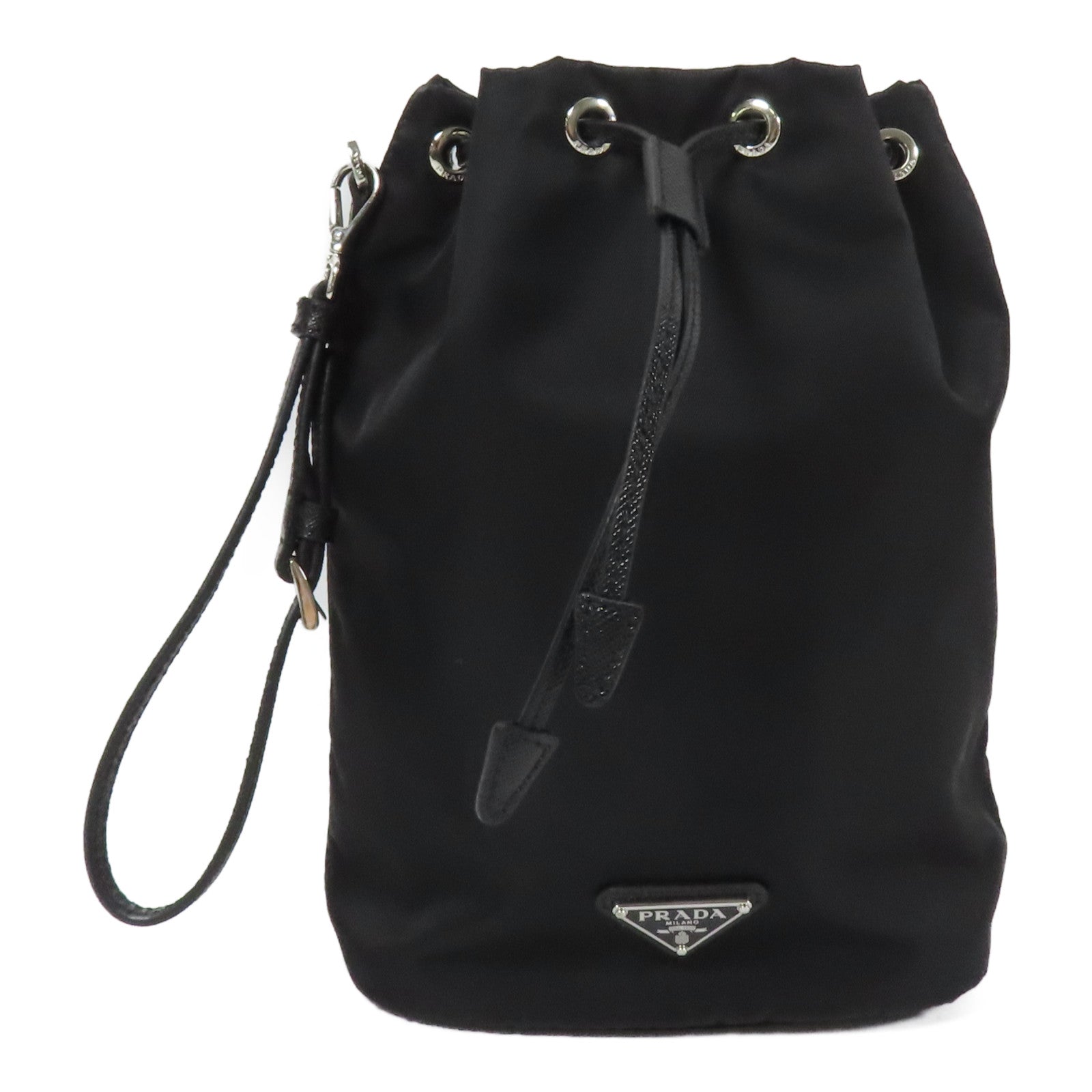 PRADA 尼龍Re-Nylon pouch銀扣手拿包