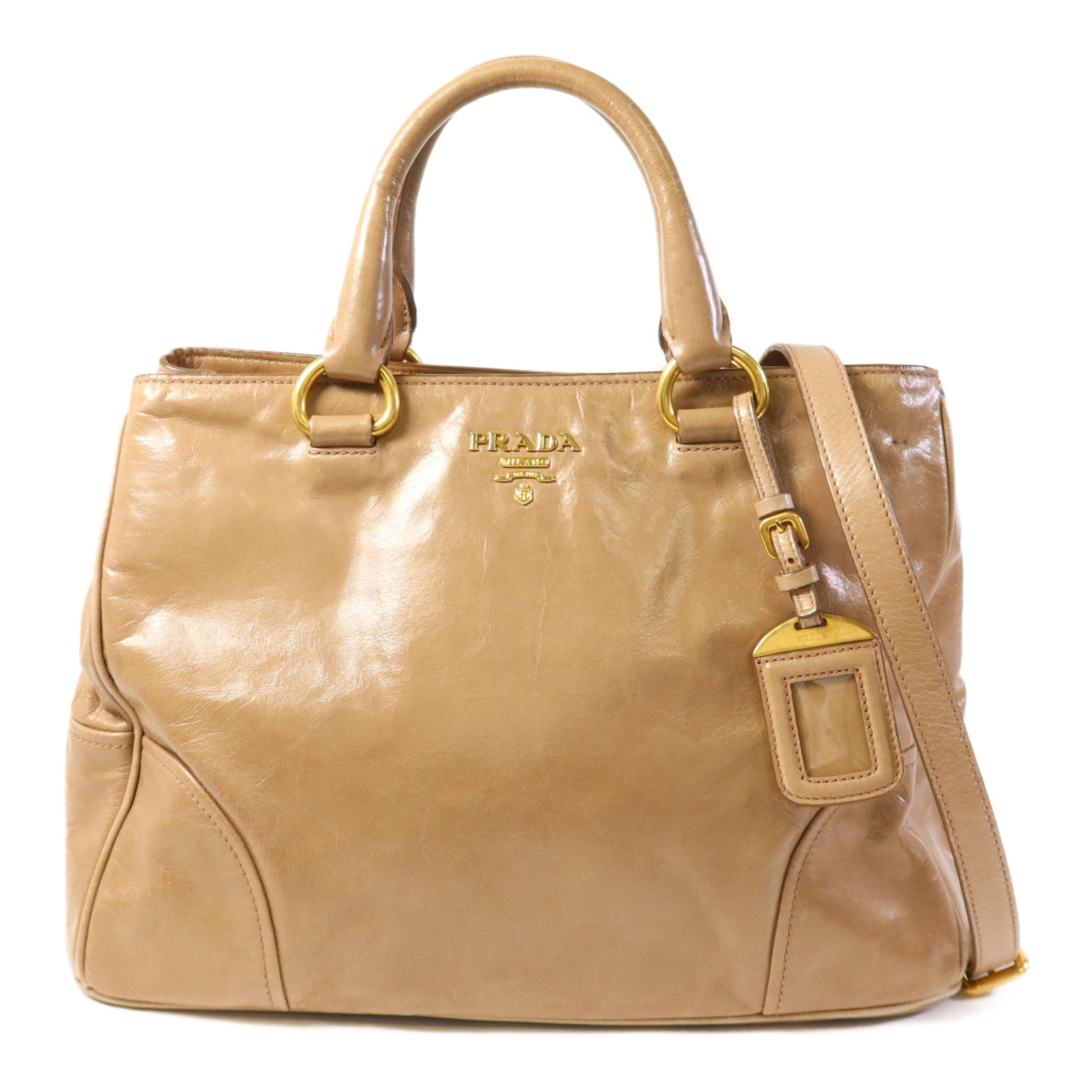 PRADA 牛皮皮革2 Way Shoulder金扣手挽肩背兩用袋