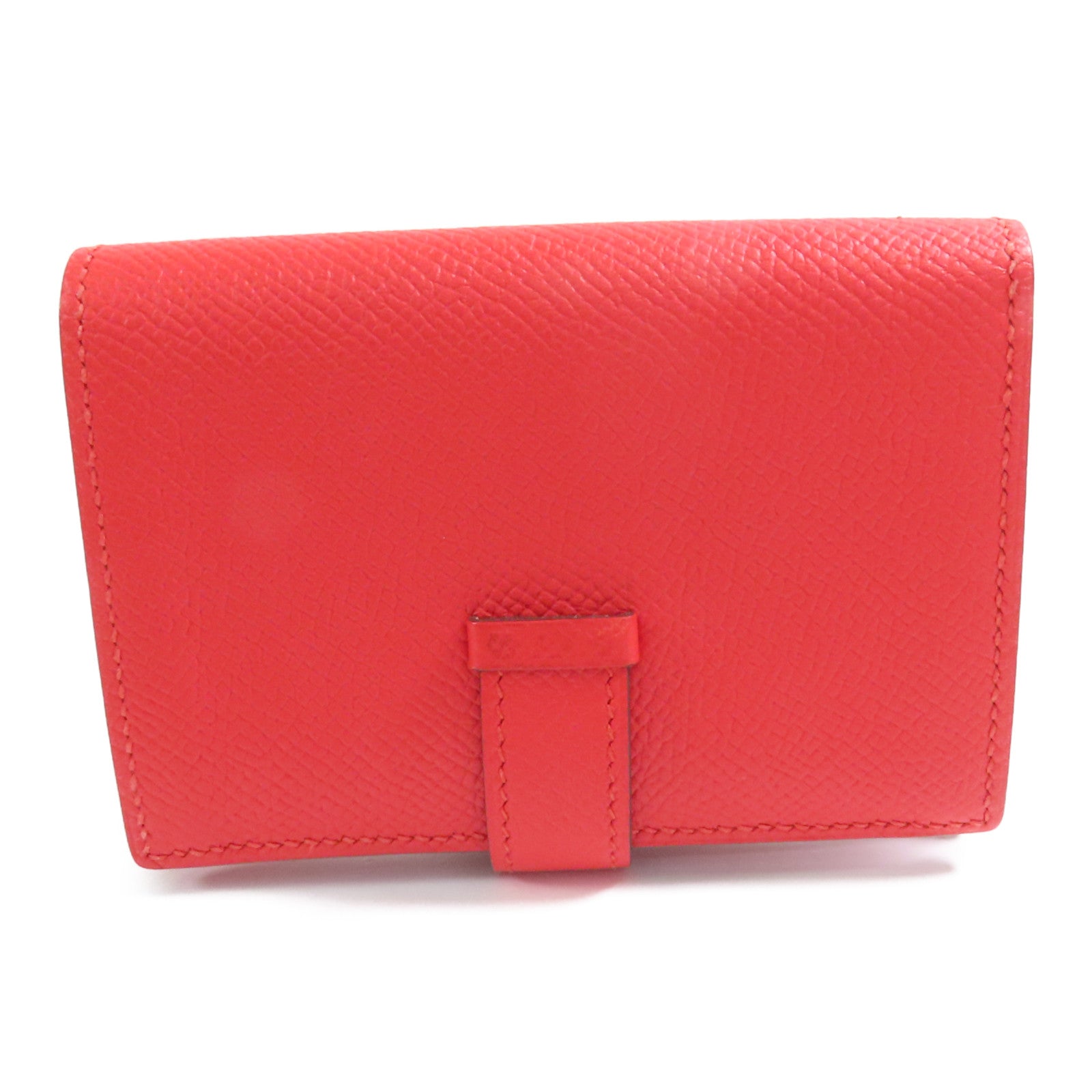 HERMES Epsom皮革Bearn Card Case金扣卡片套Rouge Tomate