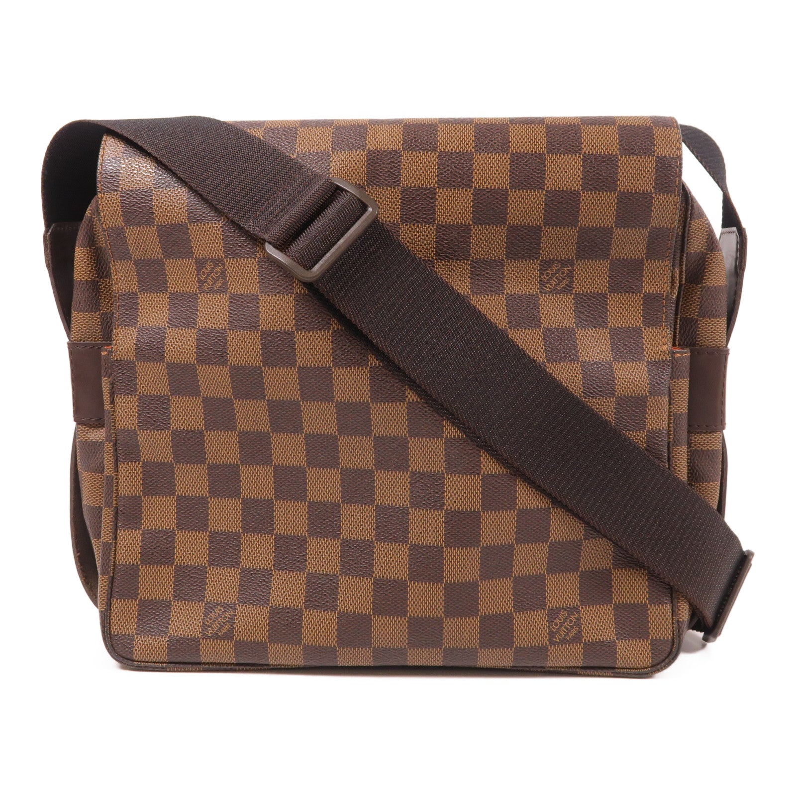 LOUIS VUITTON Damier Naviglio金扣肩背袋棕色
