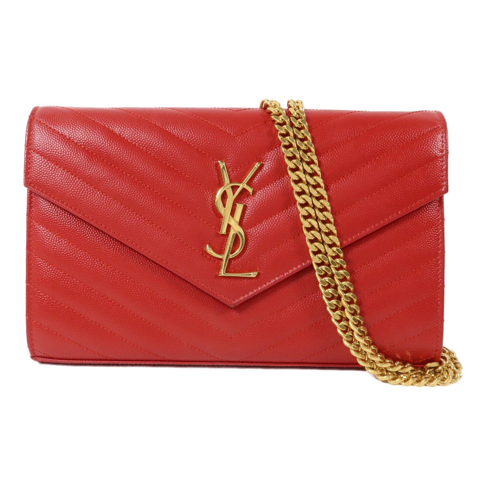 SAINT LAURENT 牛皮皮革Cassandre Envelope WOC鏈帶肩背袋
