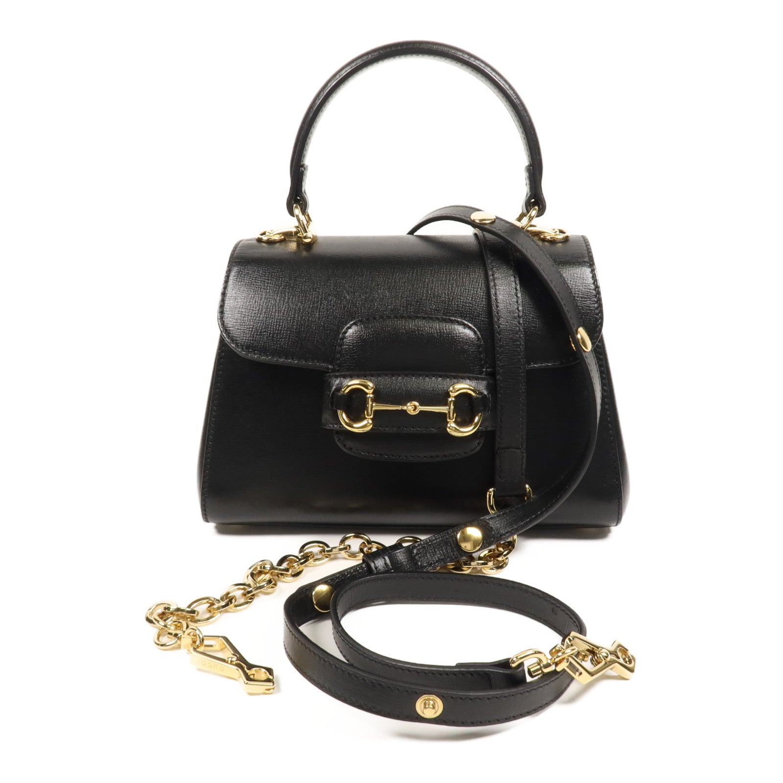 GUCCI 牛皮皮革Horsebit 1955金扣手挽肩背兩用袋