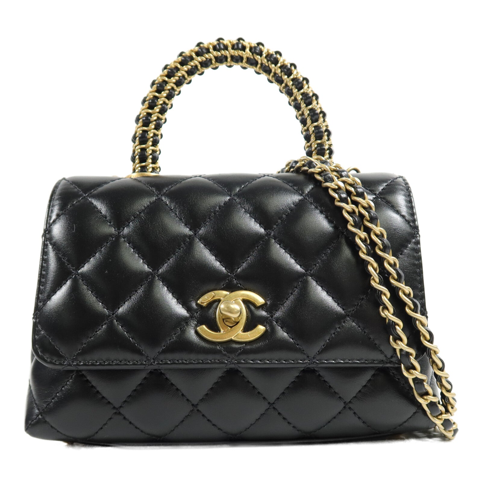 CHANEL 牛皮皮革Mini Coco Handle手挽肩背兩用袋
