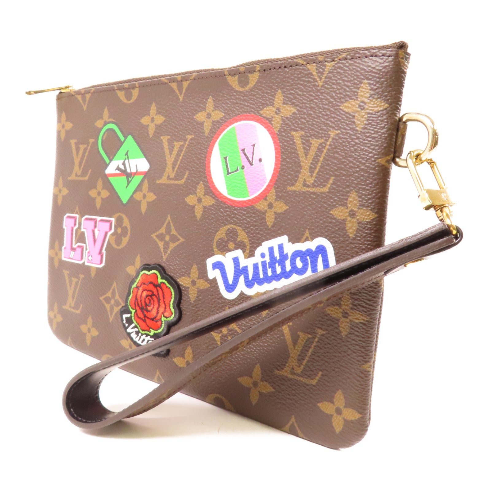 LOUIS VUITTON 【激減優惠】Monogram Patches City Clutch金扣手拿包啡色