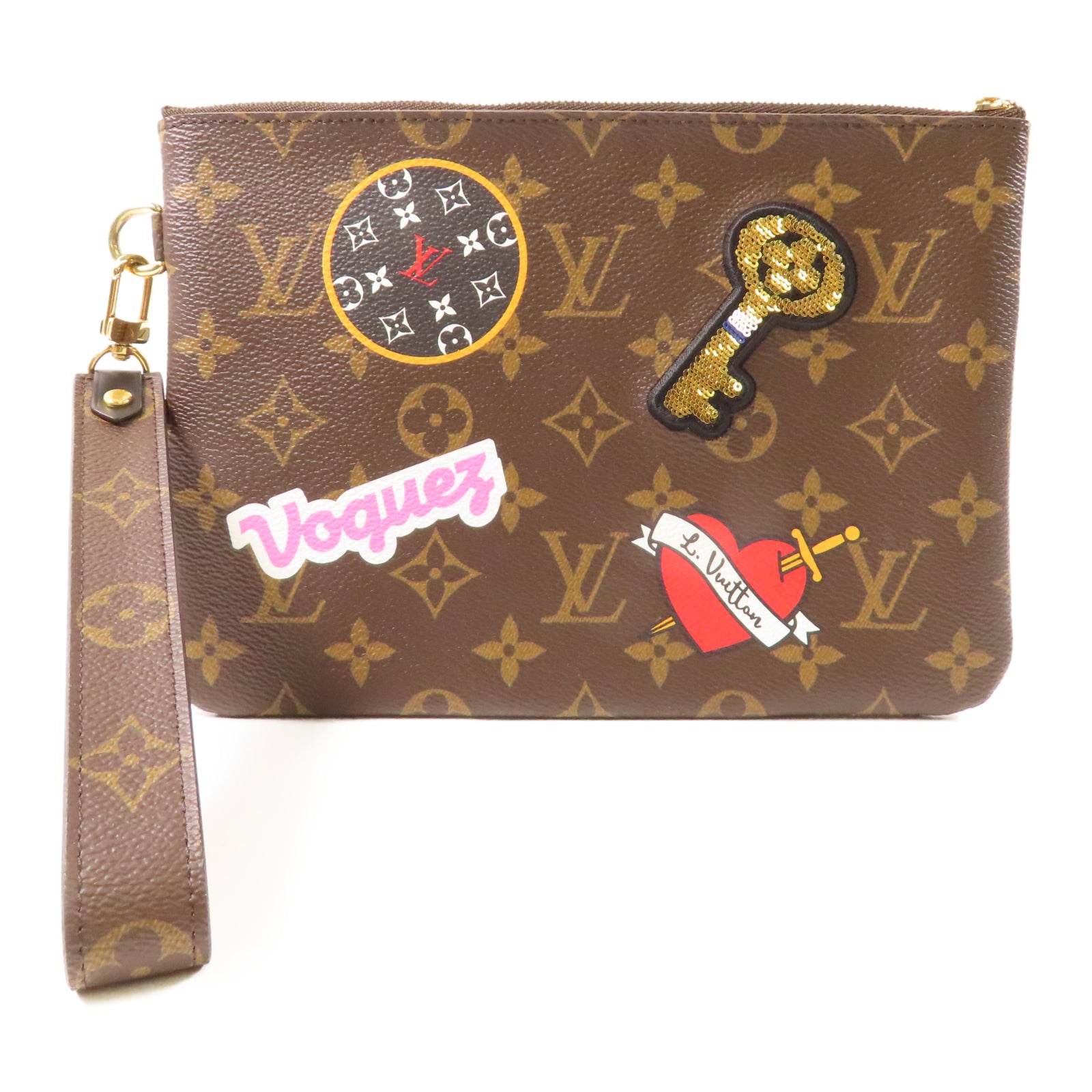 LOUIS VUITTON 【激減優惠】Monogram Patches City Clutch金扣手拿包啡色