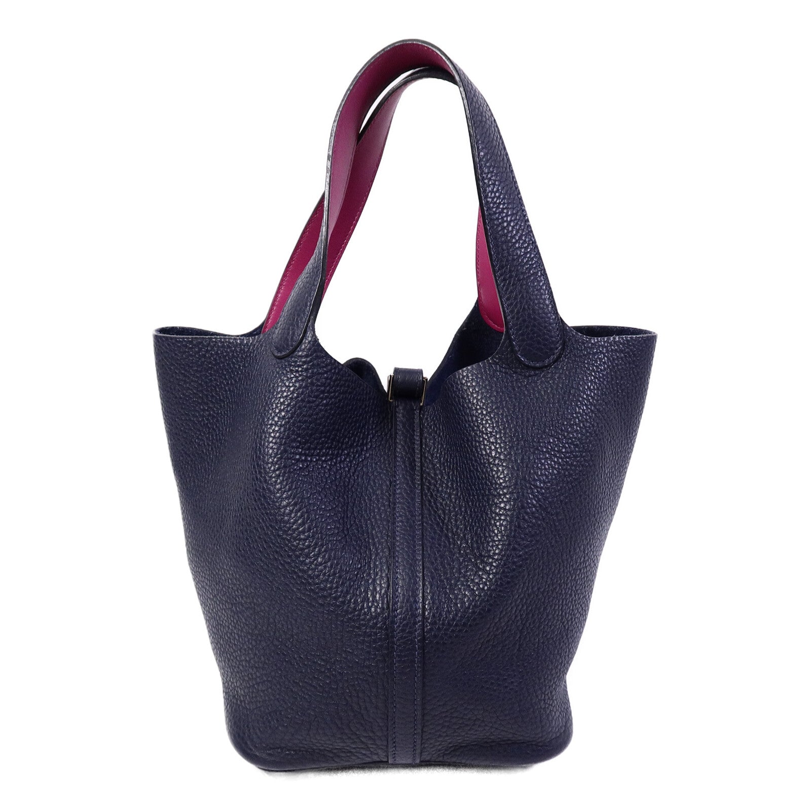 HERMES Clemence皮革Picotin MM扣手挽袋Bleu Nuit