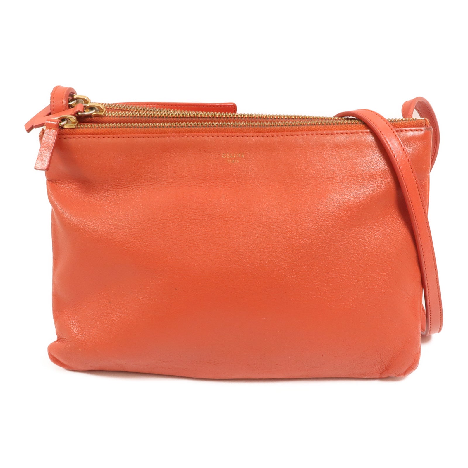 CELINE 羊皮皮革Trio Large金扣肩背袋