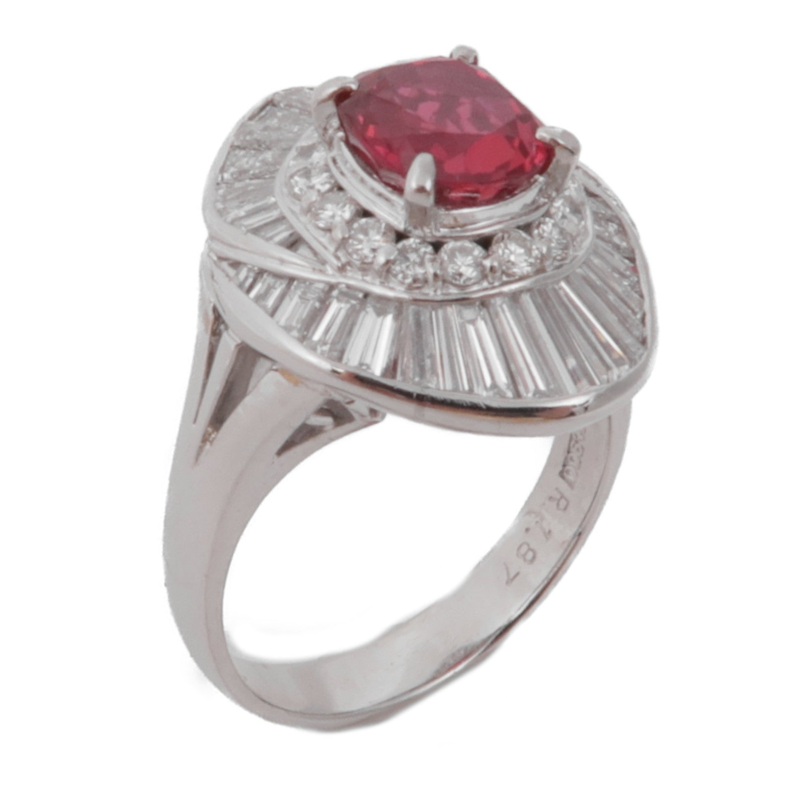 JEWELRY【激減優惠】 PT900鉑金Ruby Diamond Ring鑽石戒指US#6