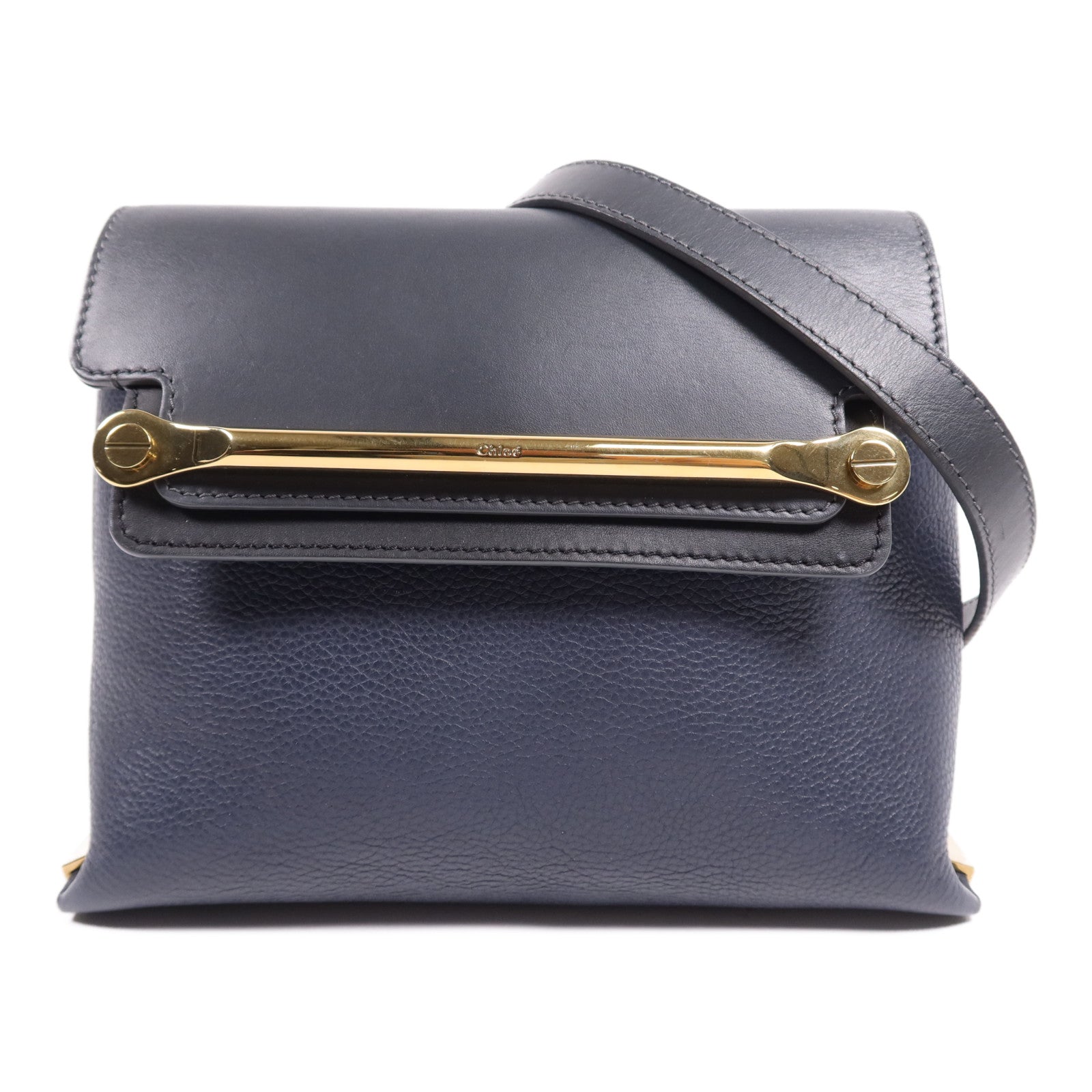 Chloe 牛皮皮革Clare金扣肩背袋