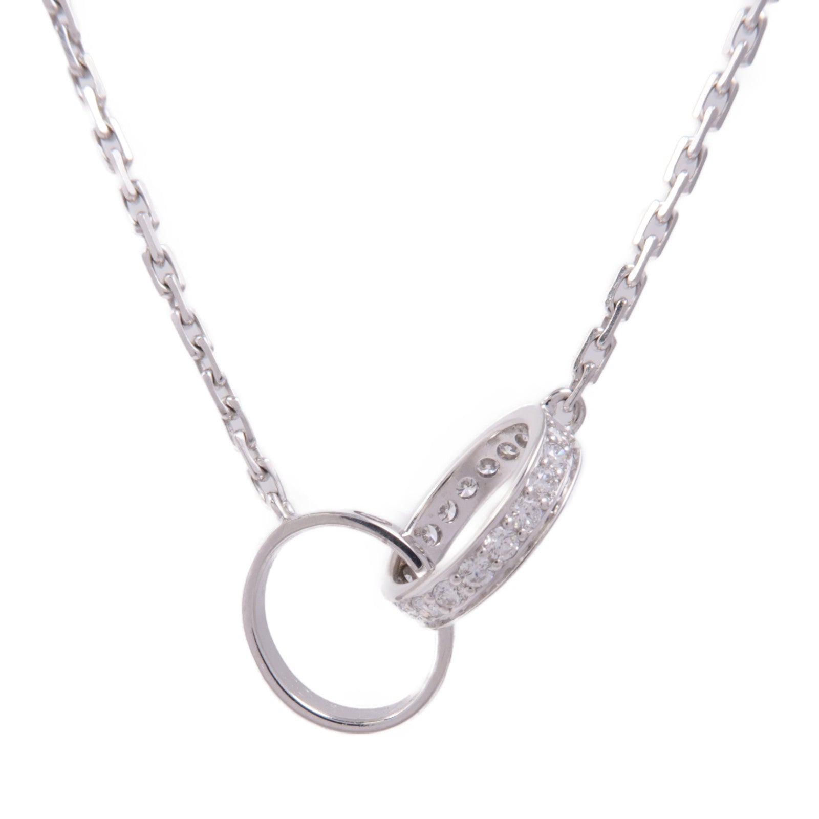 CARTIER 18K白金Love Necklace Semi Paved鑽石項鍊