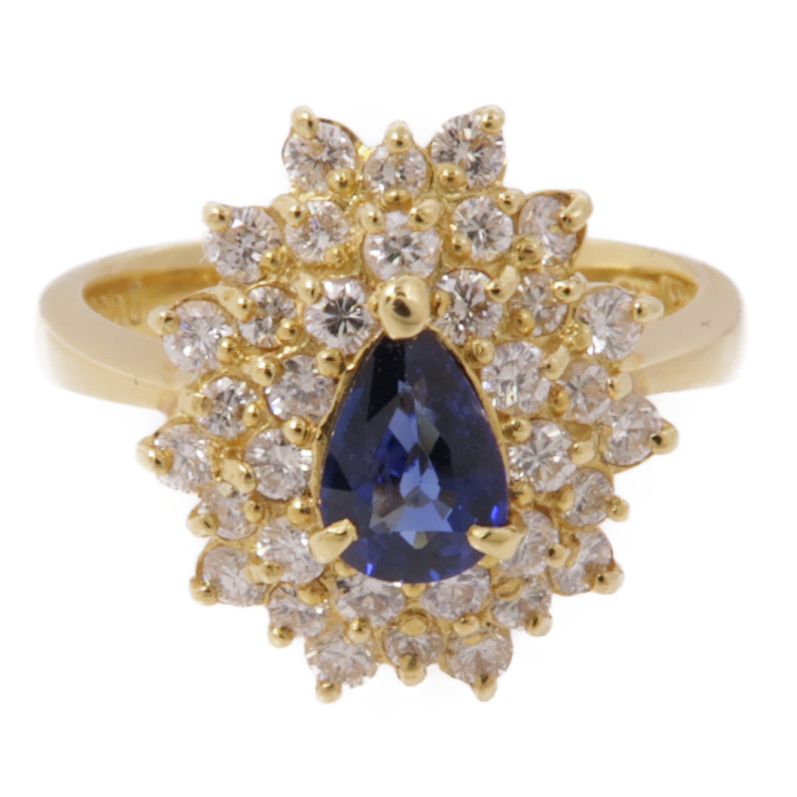 JEWELRY【激減優惠】 18K黃金Sapphire Diamond Ring藍寶石/鑽石戒指US#6