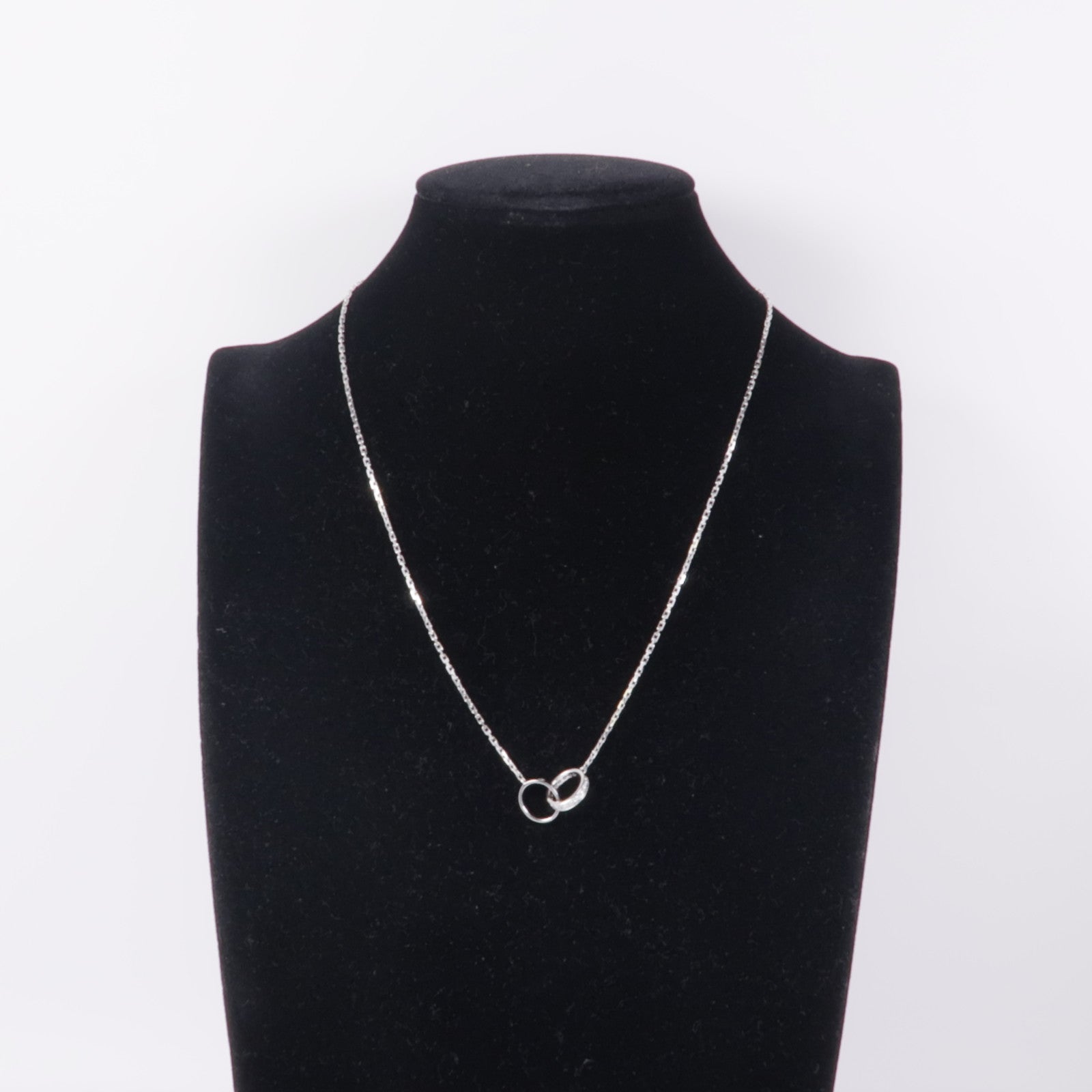 CARTIER 18K白金Love Necklace Semi Paved鑽石項鍊