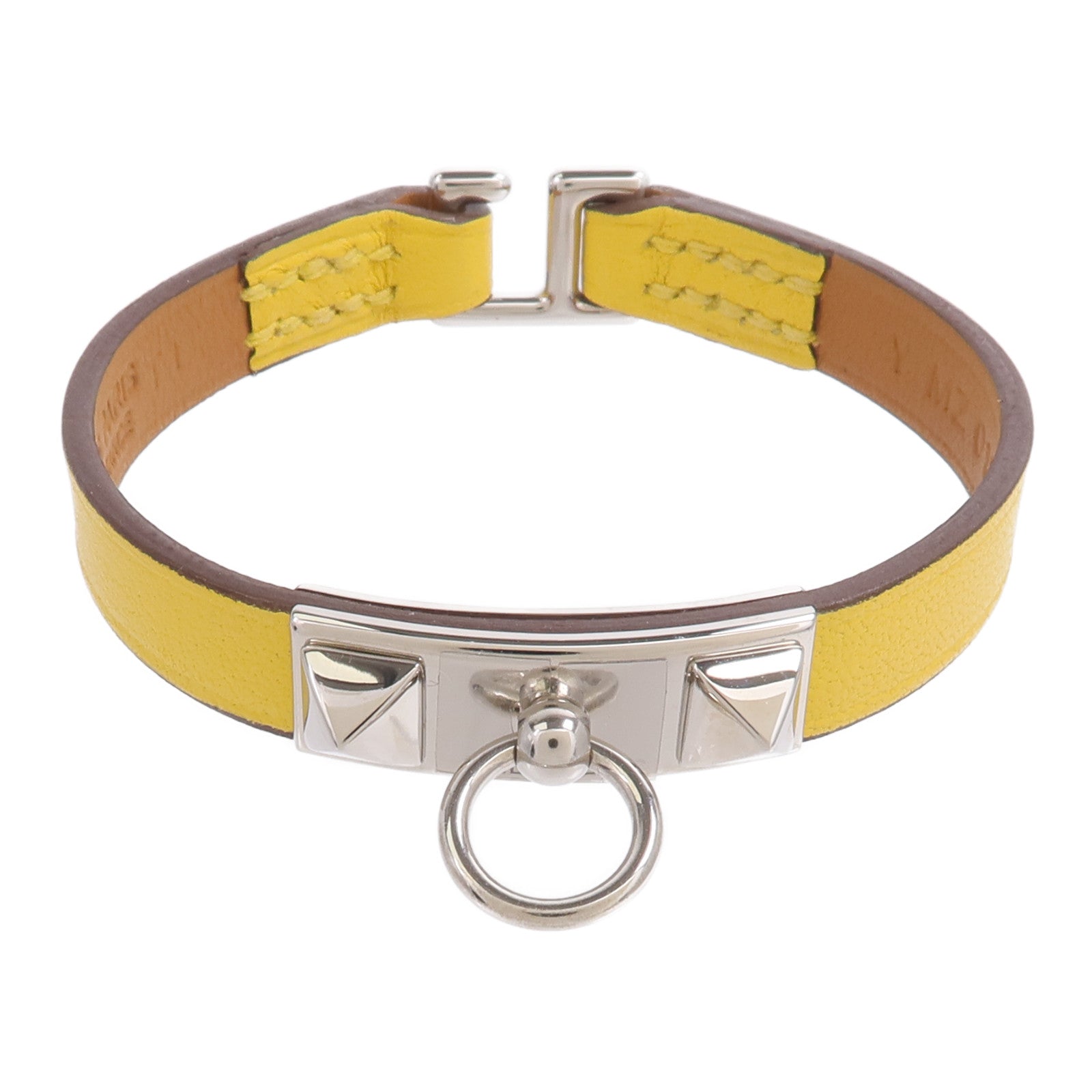 HERMES Swift皮革Rivale Mini Bracelet手帶Jaune Ambre