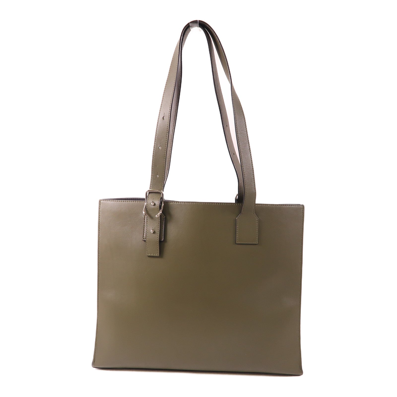 LOEWE SHW Buckle Horizontal Shoulder Bag Calfskin Leather Khaki