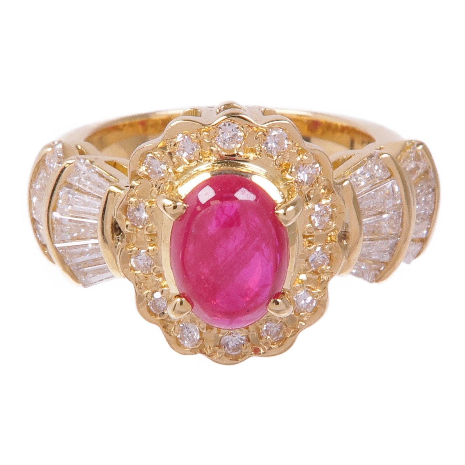 JEWELRY 【激減優惠】18K黃金Ruby Diamond Ring紅寶石/鑽石戒指US#5.75