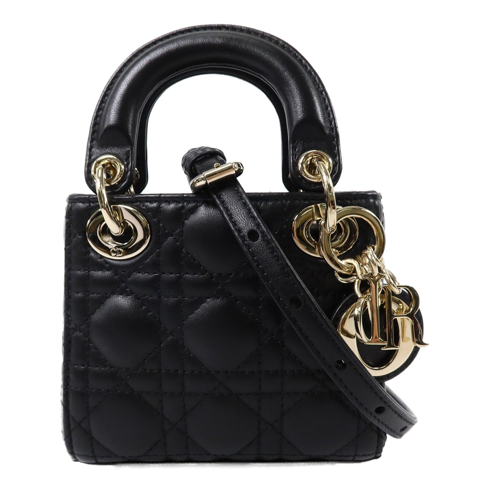Dior 羊皮皮革Lady Dior Micro手挽肩背兩用袋