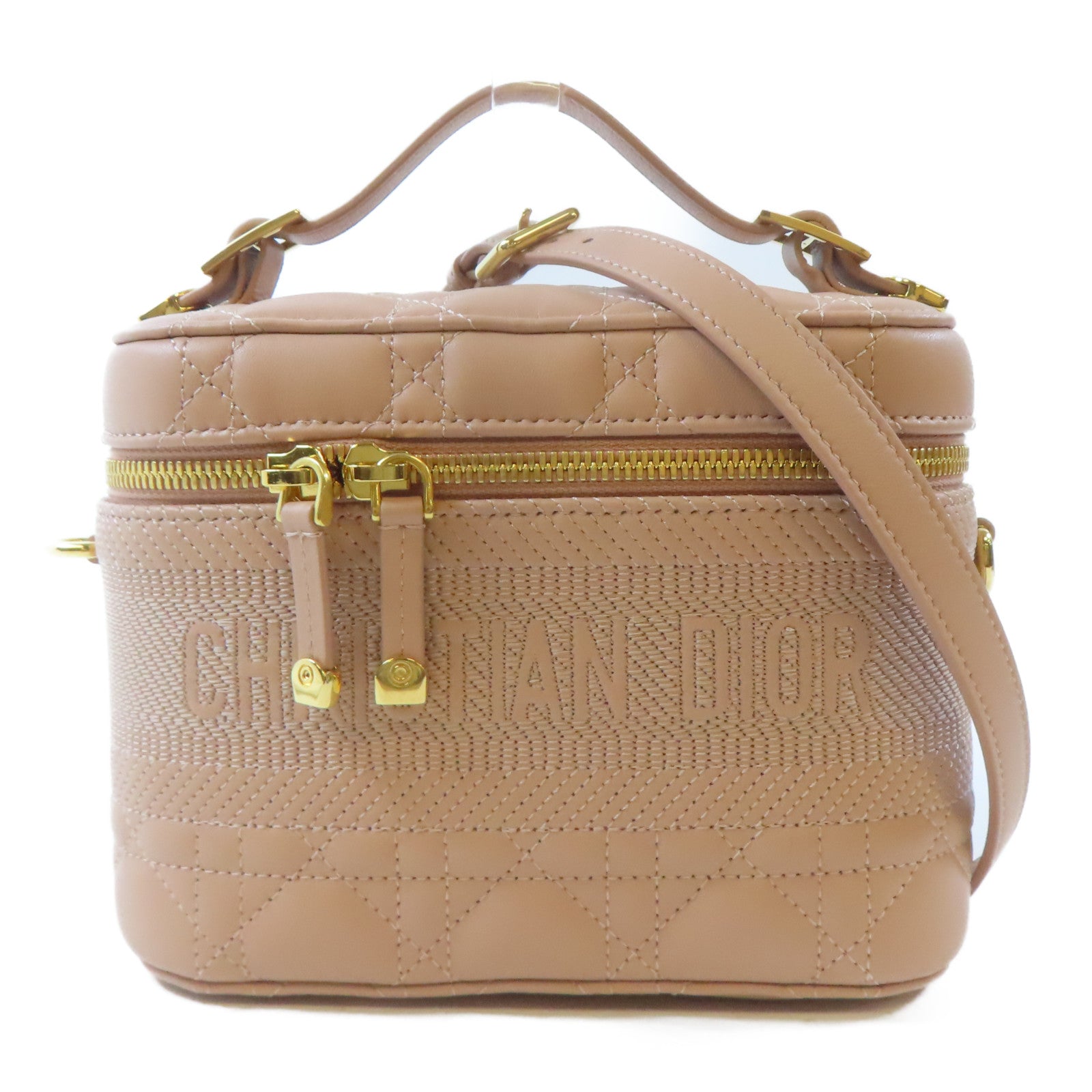 Dior 【激減優惠】羊皮皮革Vanity Bag金扣手挽肩背兩用袋粉紅色