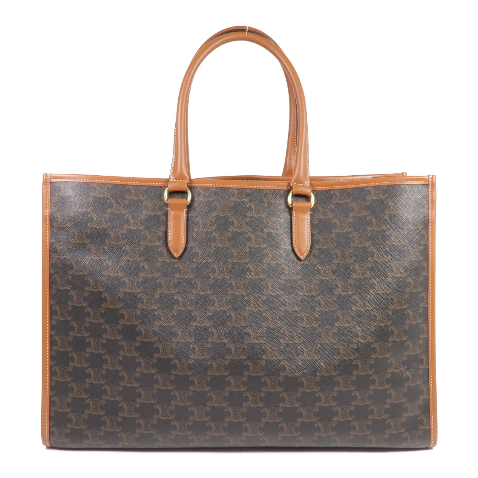 CELINE 塗層帆布Horizontal Cabas Triomphe金扣肩背袋/手挽袋