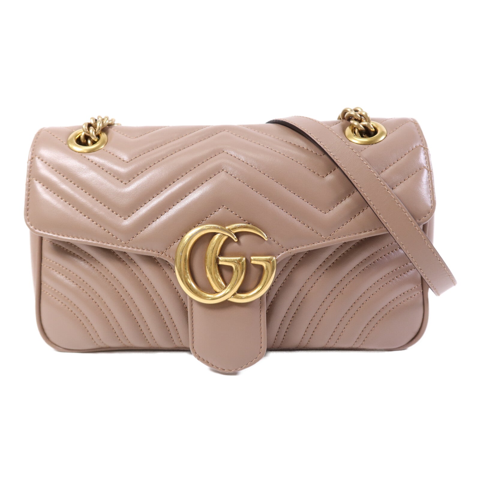 GUCCI 牛皮皮革GG Marmont金扣肩背袋