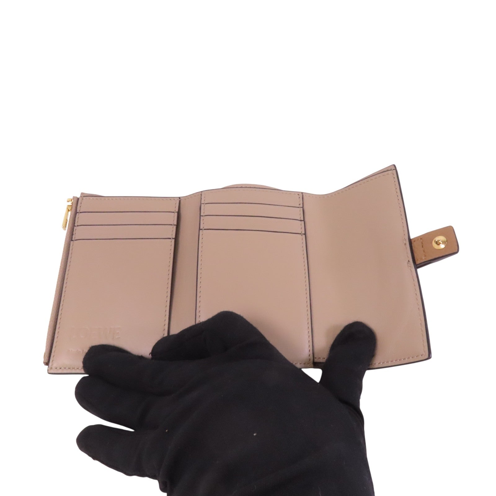 LOEWE 牛皮皮革Small Wallet銀扣短錢包