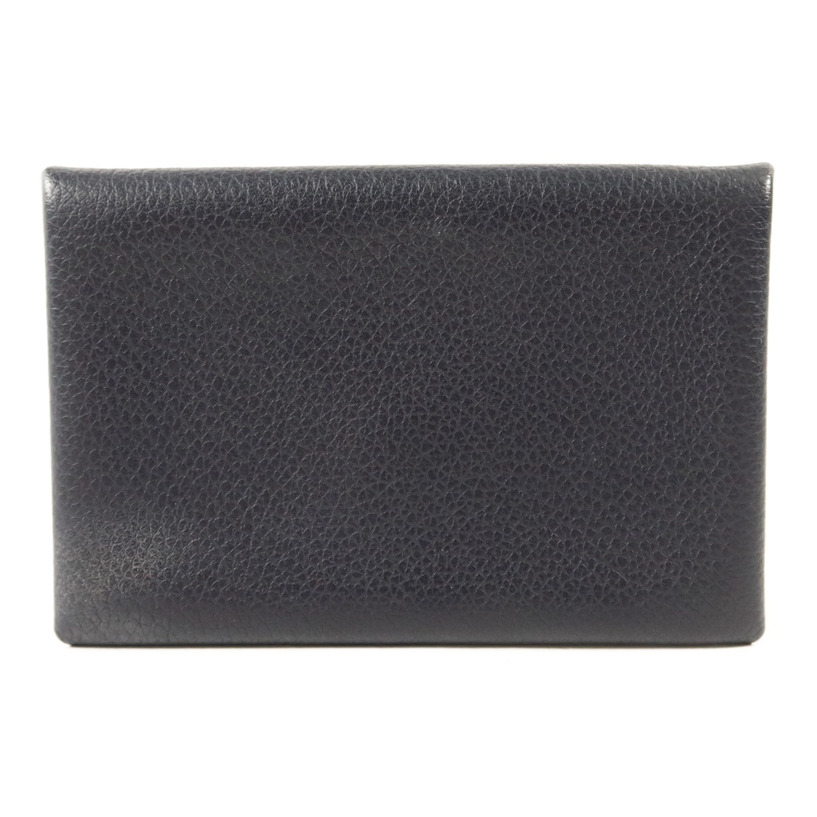 HERMES Evercolor皮革Calvi Card Case銀扣卡片套Bleu Nuit