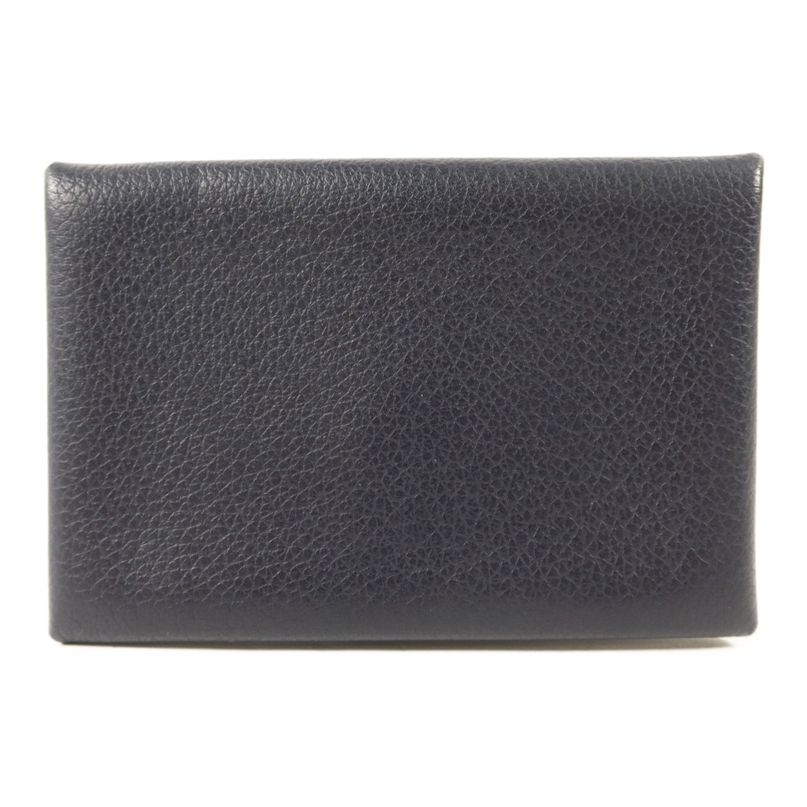 HERMES Evercolor皮革Calvi Card Case銀扣卡片套Bleu Nuit