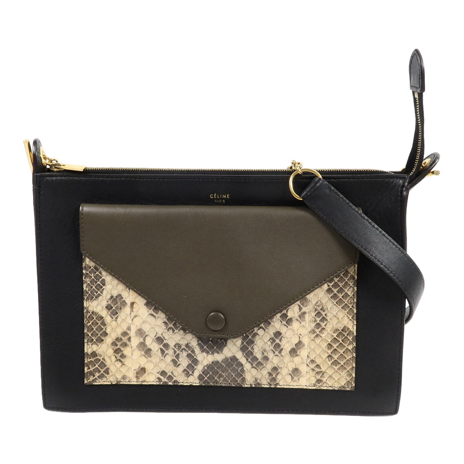 CELINE 牛皮皮革Tricolor Pocket Envelope Pouch Bag肩背袋