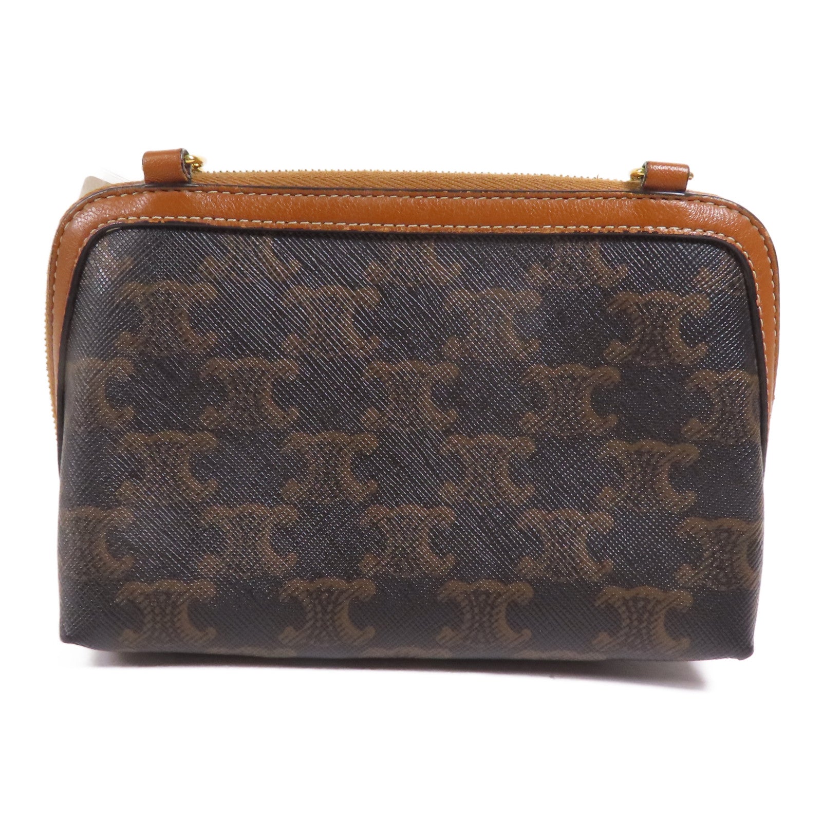 CELINE 塗層帆布Chain Shoulder金扣鏈帶肩背袋