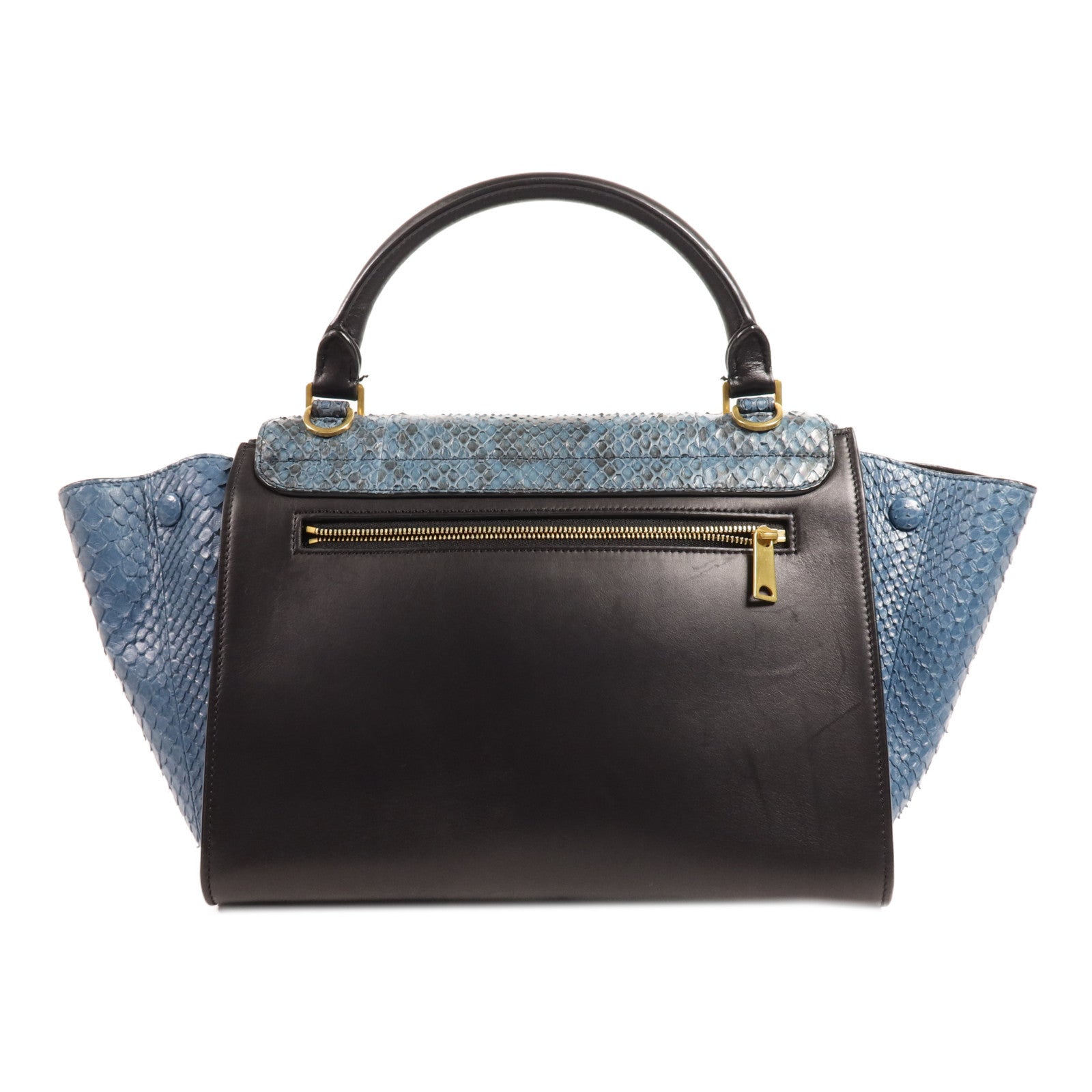 CELINE 牛皮皮革/蛇皮皮革Trapeze Small銀扣手挽肩背兩用袋