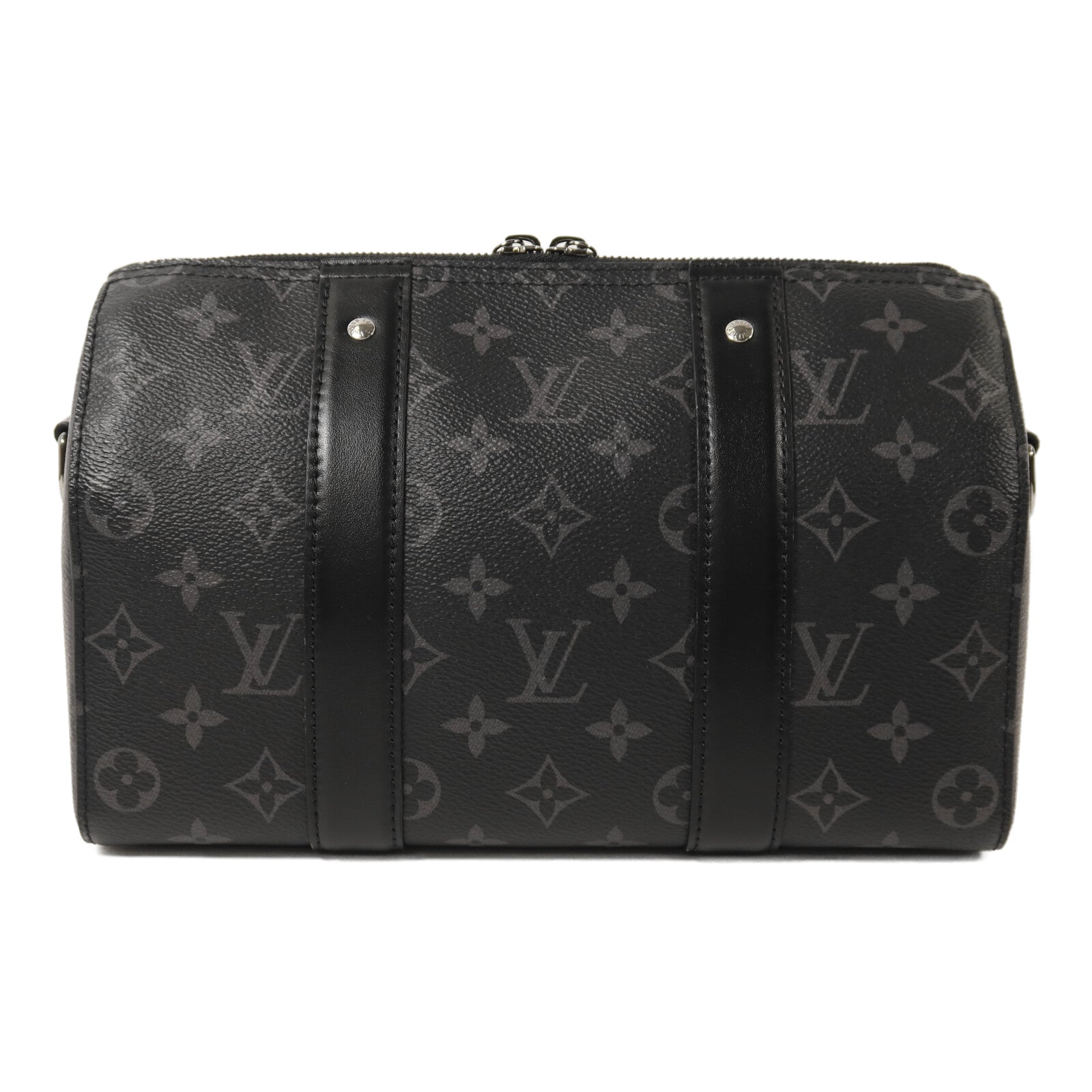 LOUIS VUITTON Monogram Eclipse City Keepall銀扣手挽肩背兩用袋
