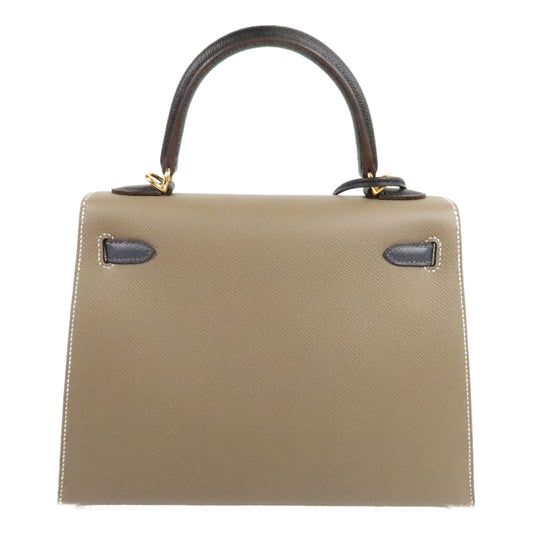 HERMES Epsom皮革Kelly 25手挽肩背兩用袋Etoupe/Ardoise/Noir