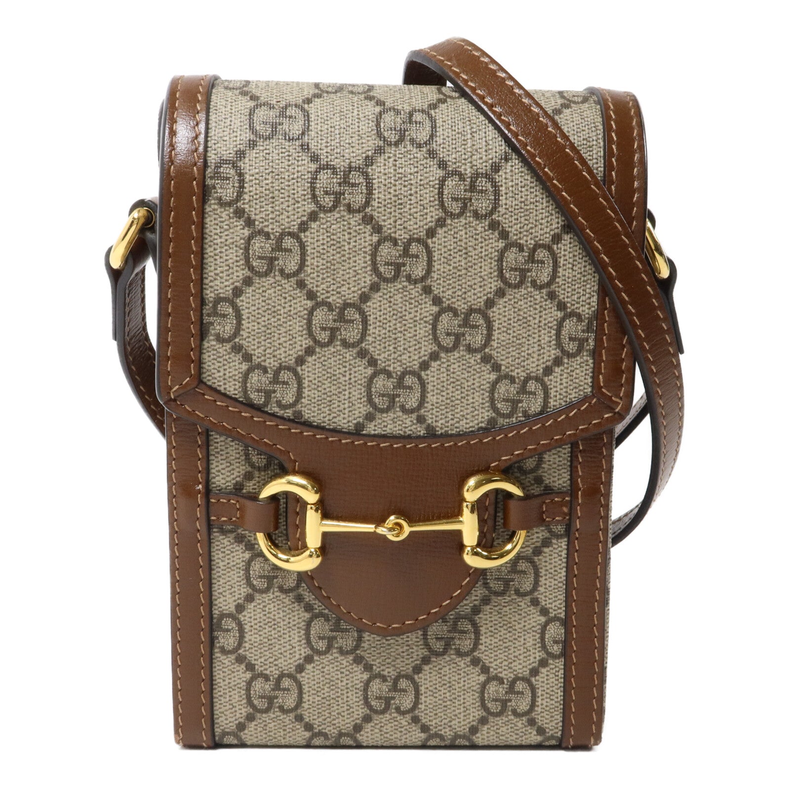 GUCCI 塗層帆布Horsebit 1955 Mini Phone Bag肩背袋