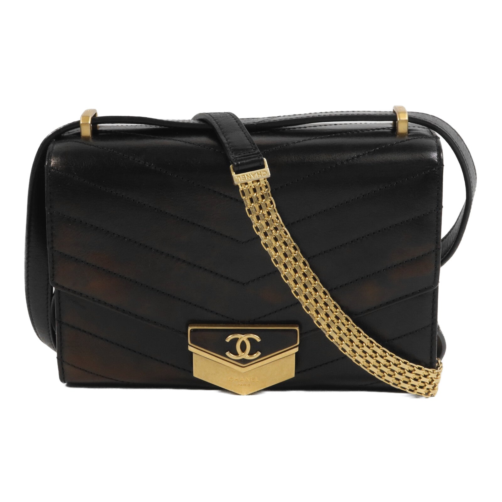CHANEL 牛皮皮革Chevron Medal Flap Bag肩背袋