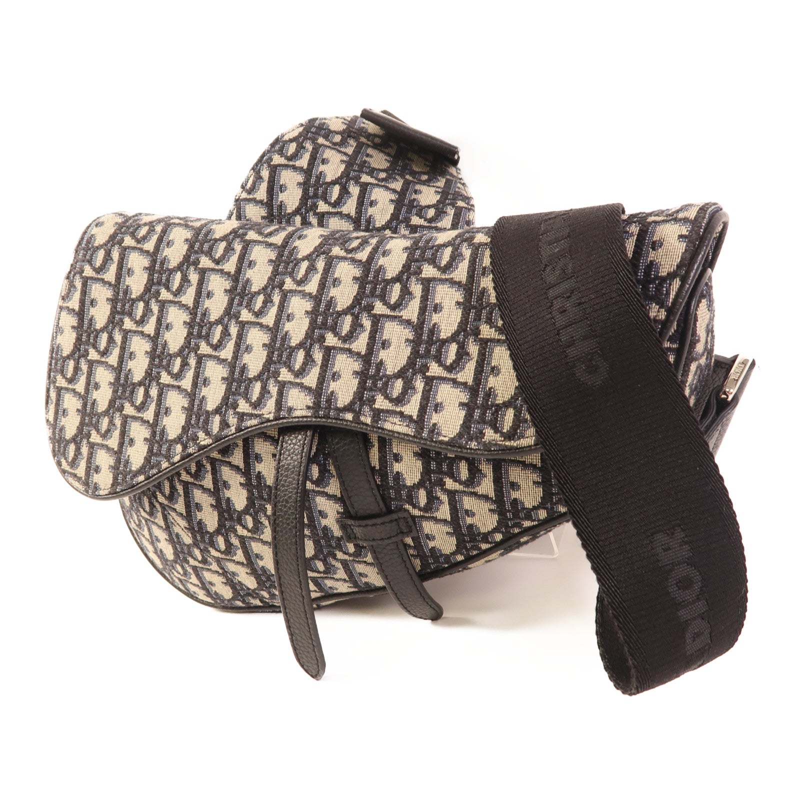 Dior CD SHW Saddle Bag Canvas Blue Beige