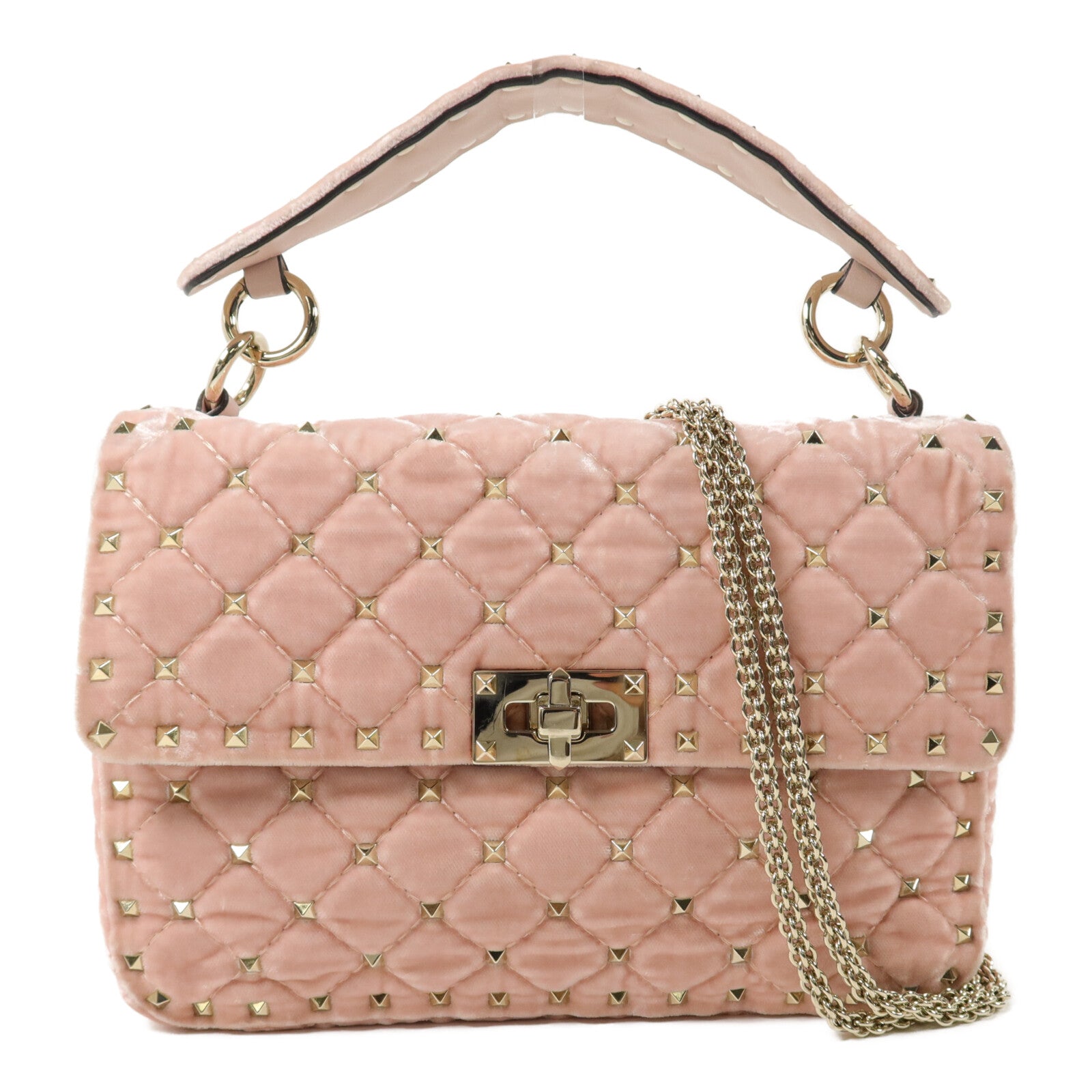 Valentino 天鵝絨Rockstud Splke手挽肩背兩用袋
