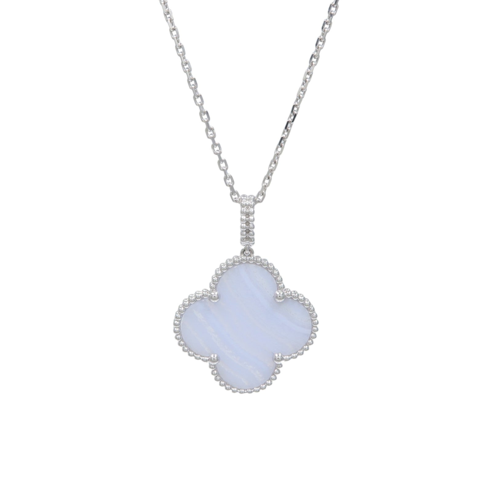 Van Cleef & Arpels 18K白金Magic Alhambra玉髓項鍊