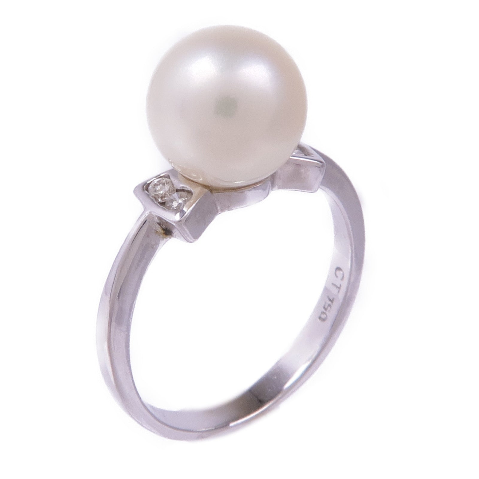 JEWELRY 18K白金Pearl Diamond Ring珍珠/鑽石戒指US#4.5