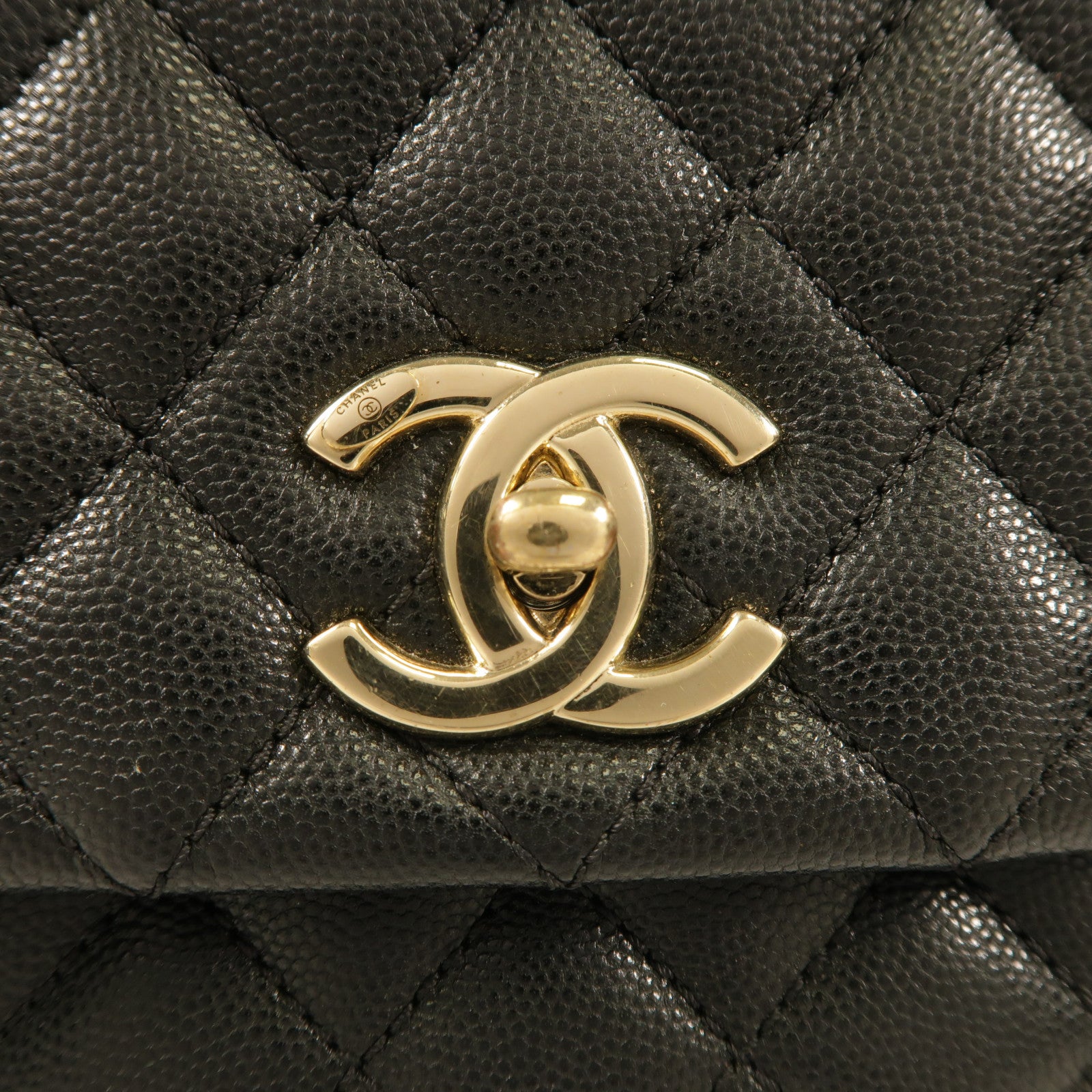CHANEL 牛皮皮革Coco Handle Medium金扣鏈帶手挽肩背兩用袋