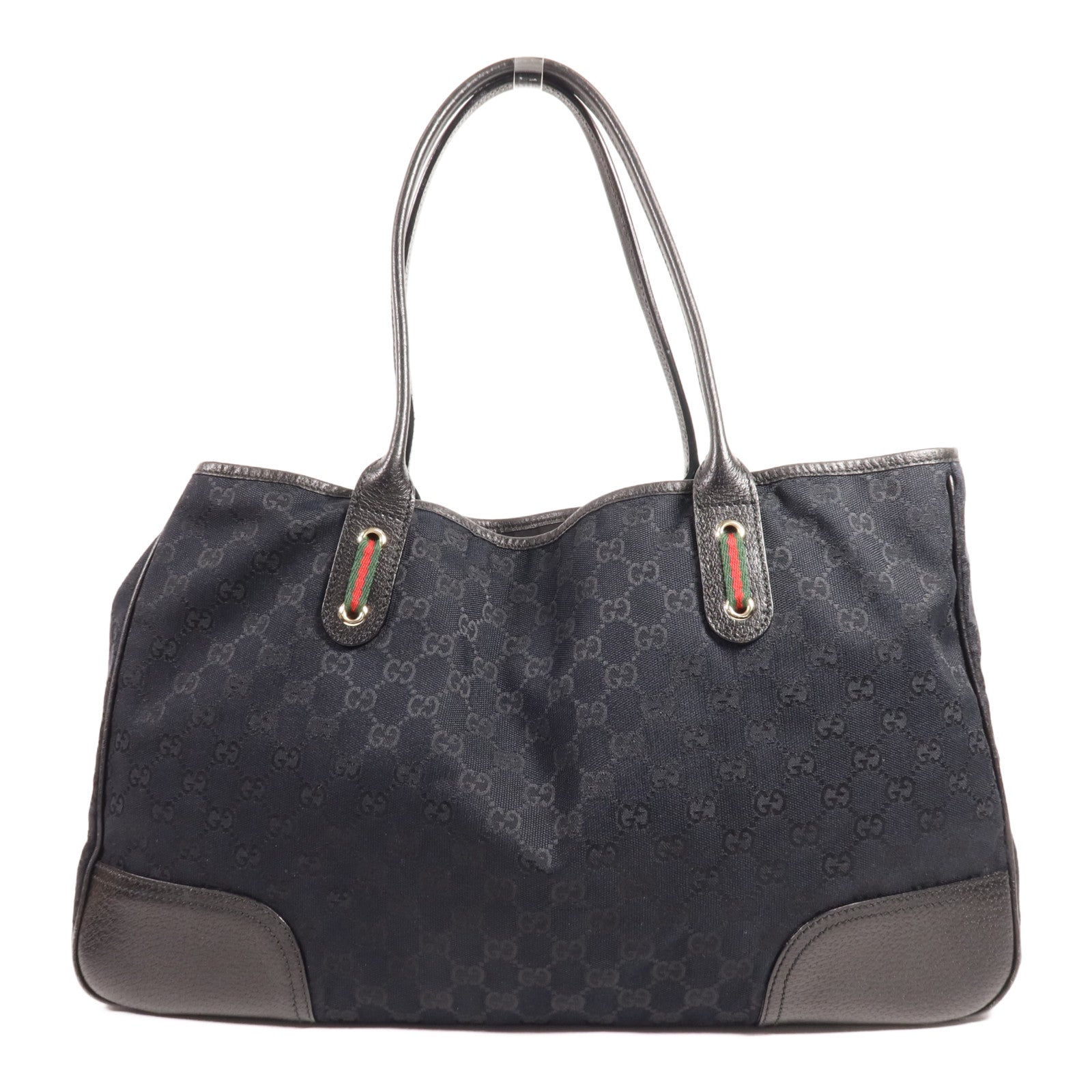 GUCCI 帆布Tote Bag銀扣肩背袋