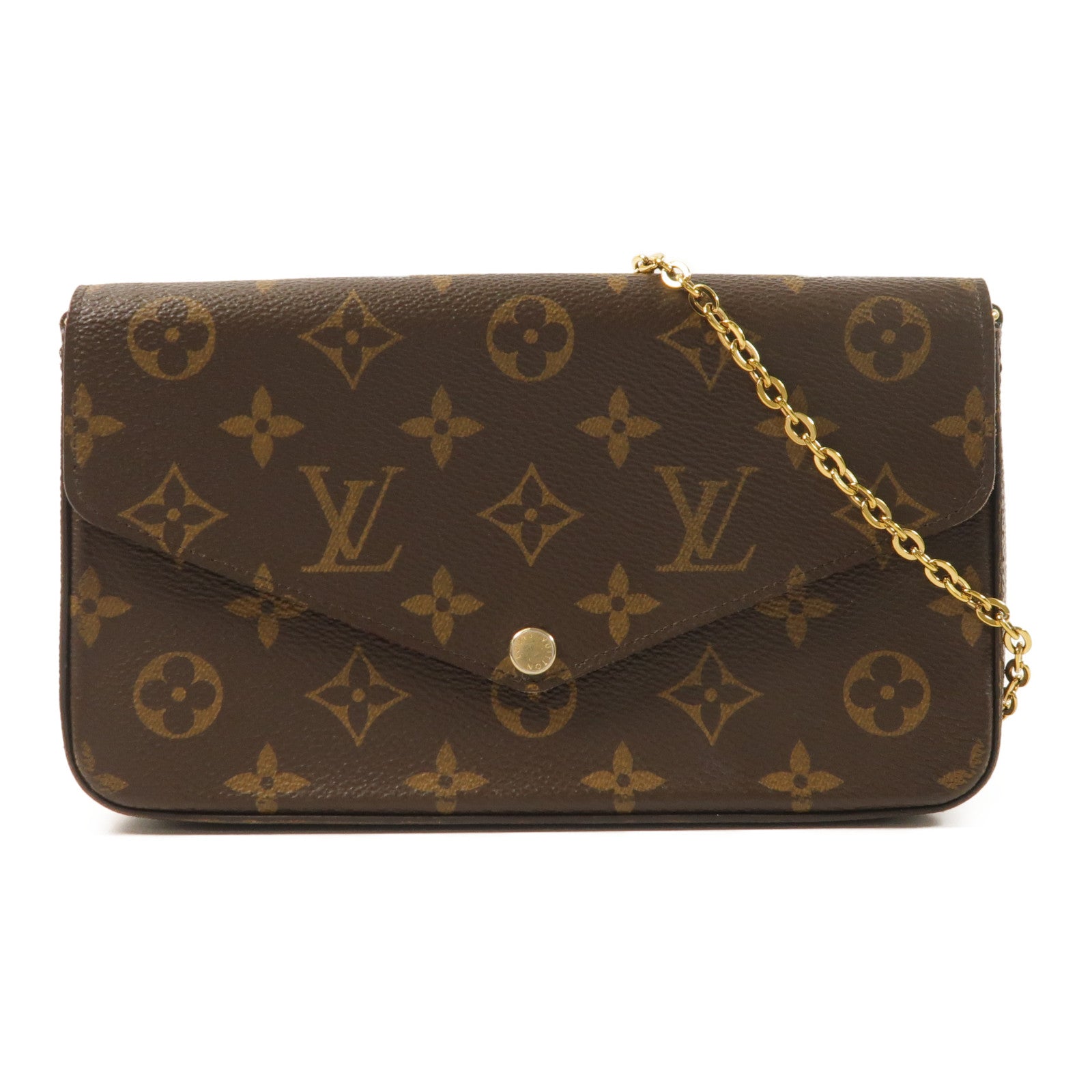 LOUIS VUITTON Monogram Felicie Pochette金扣鏈帶肩背袋