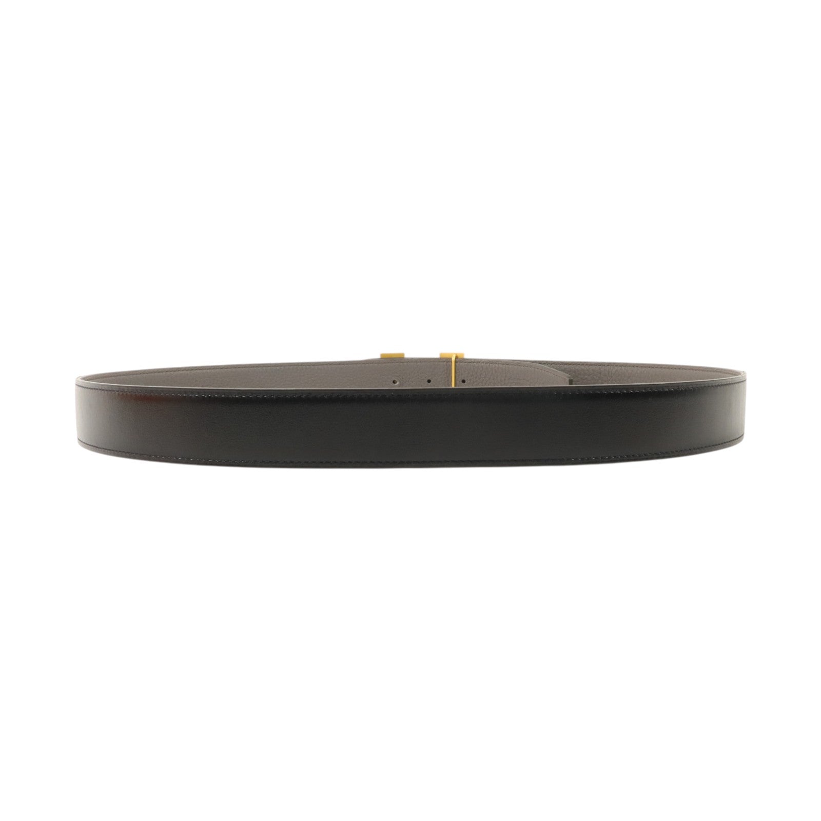 HERMES Togo皮革/Box Calf皮革H Belt 100cm金扣皮帶Noir/Etain