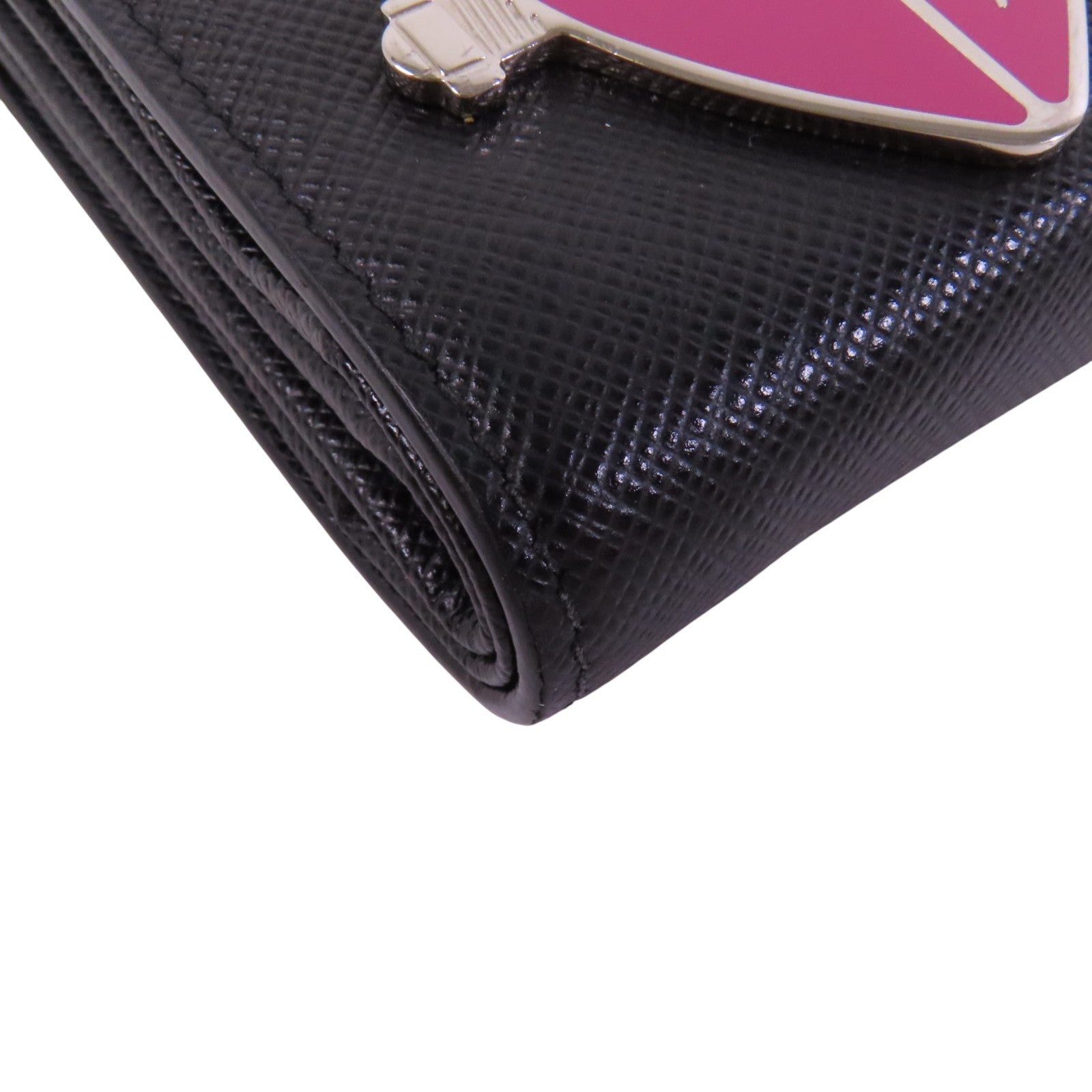 PRADA Saffiano皮革Middle Wallet銀扣錢包