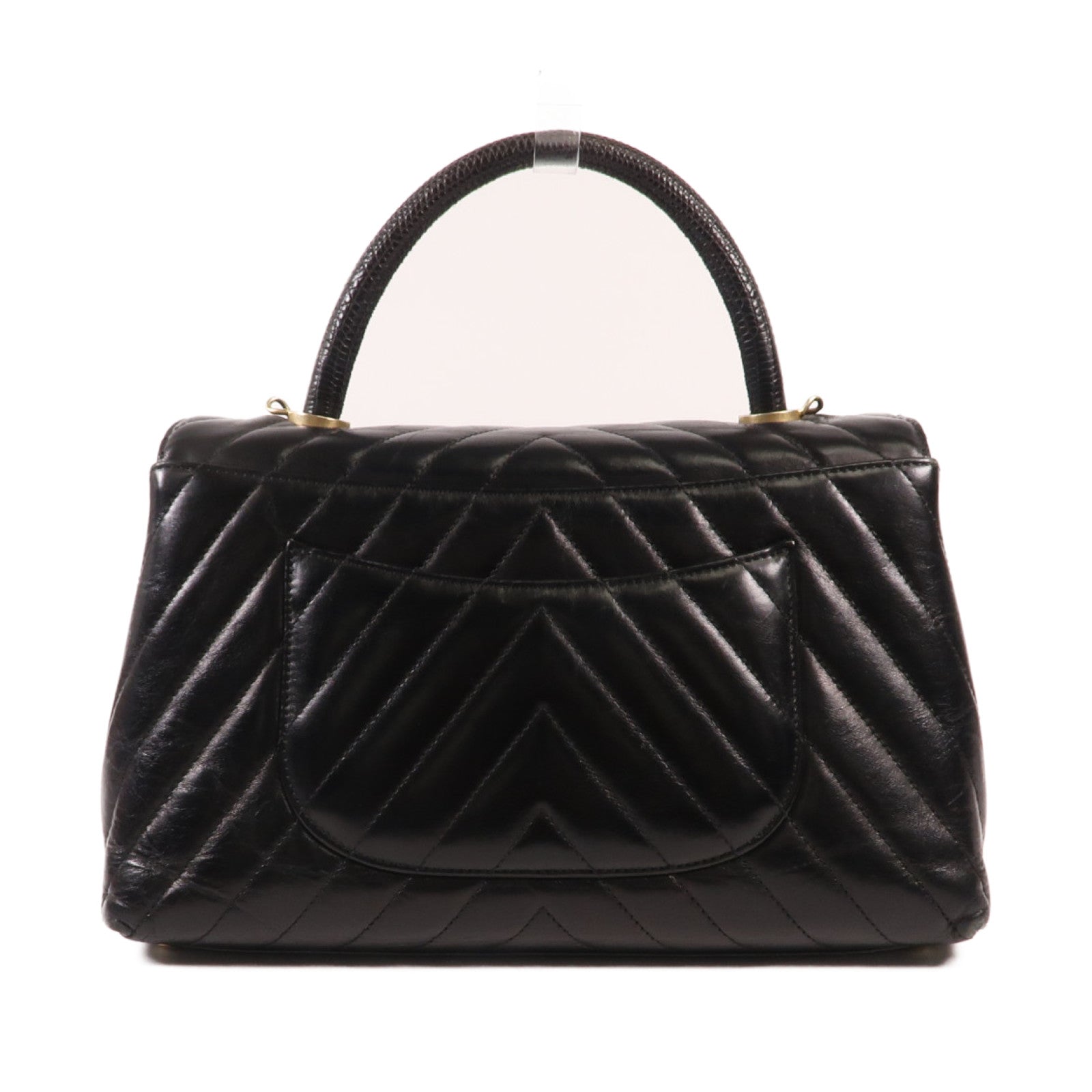 CHANEL 牛皮皮革/蜥蝪皮革Coco Handle金扣手挽肩背兩用袋