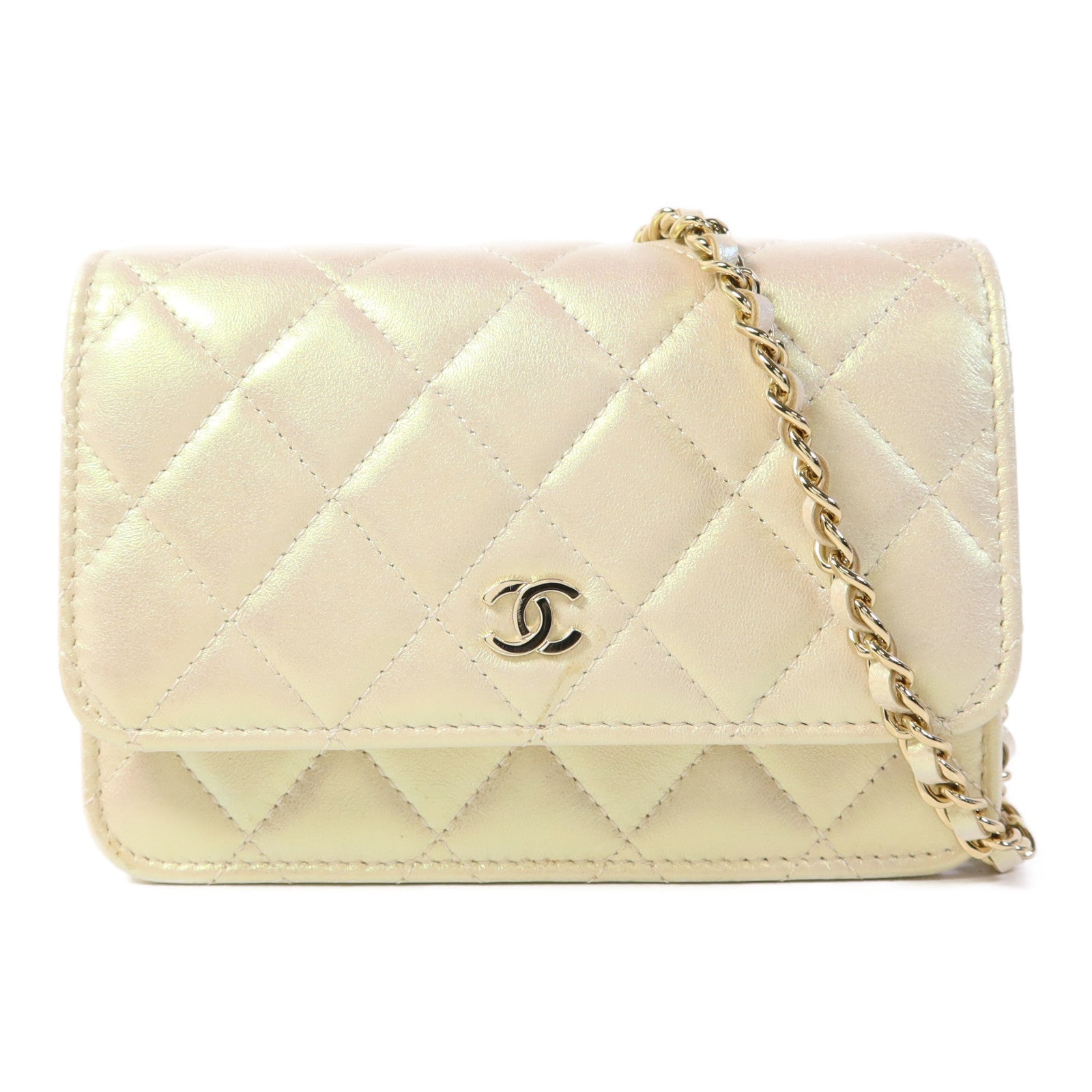 CHANEL 牛皮皮革Mini WOC Wallet On Chain金扣鏈帶肩背袋