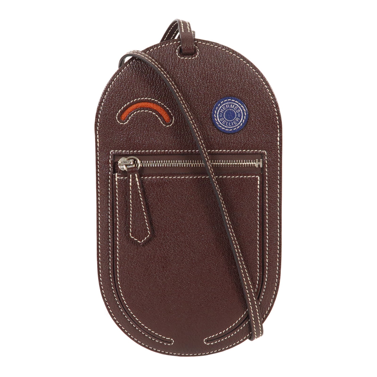 HERMES 【激減優惠】Mysore皮革In The Loop Phone To Go Wink GM銀扣肩背袋Rouge Sellier